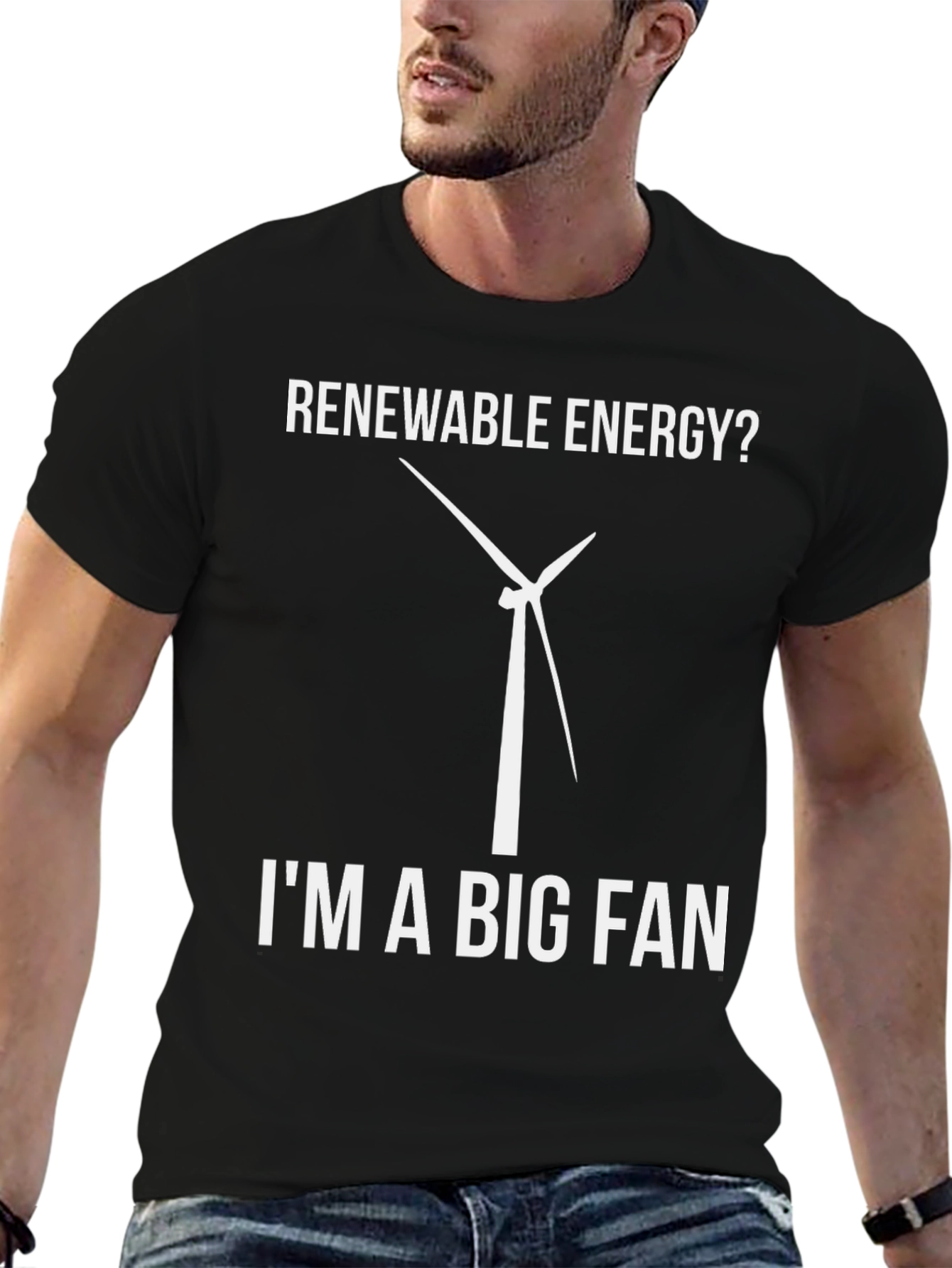 Black Renewable Energy Fan T-Shirt view 6