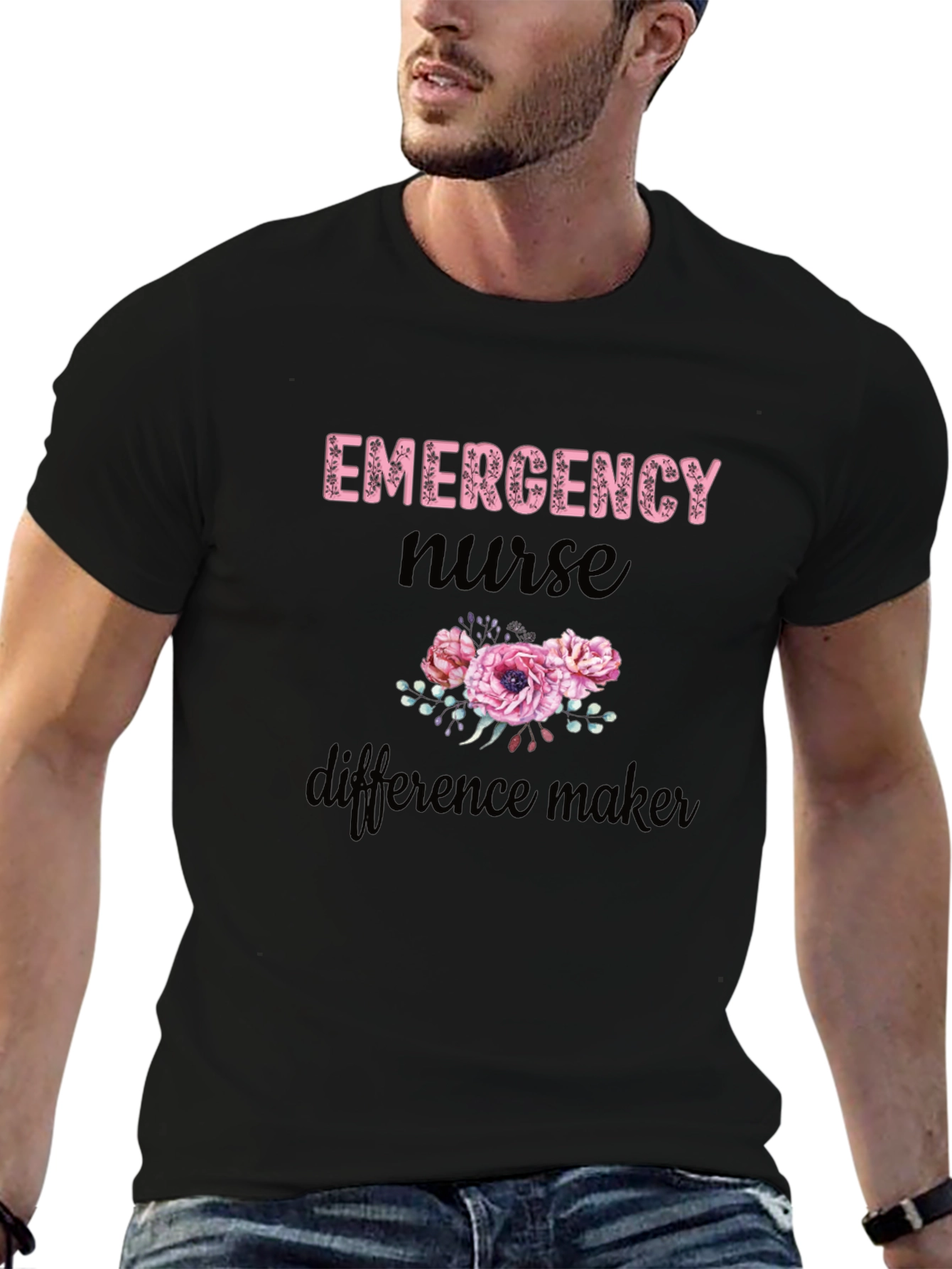 Black Emergency Nurse Difference Maker Black Tee view 6
