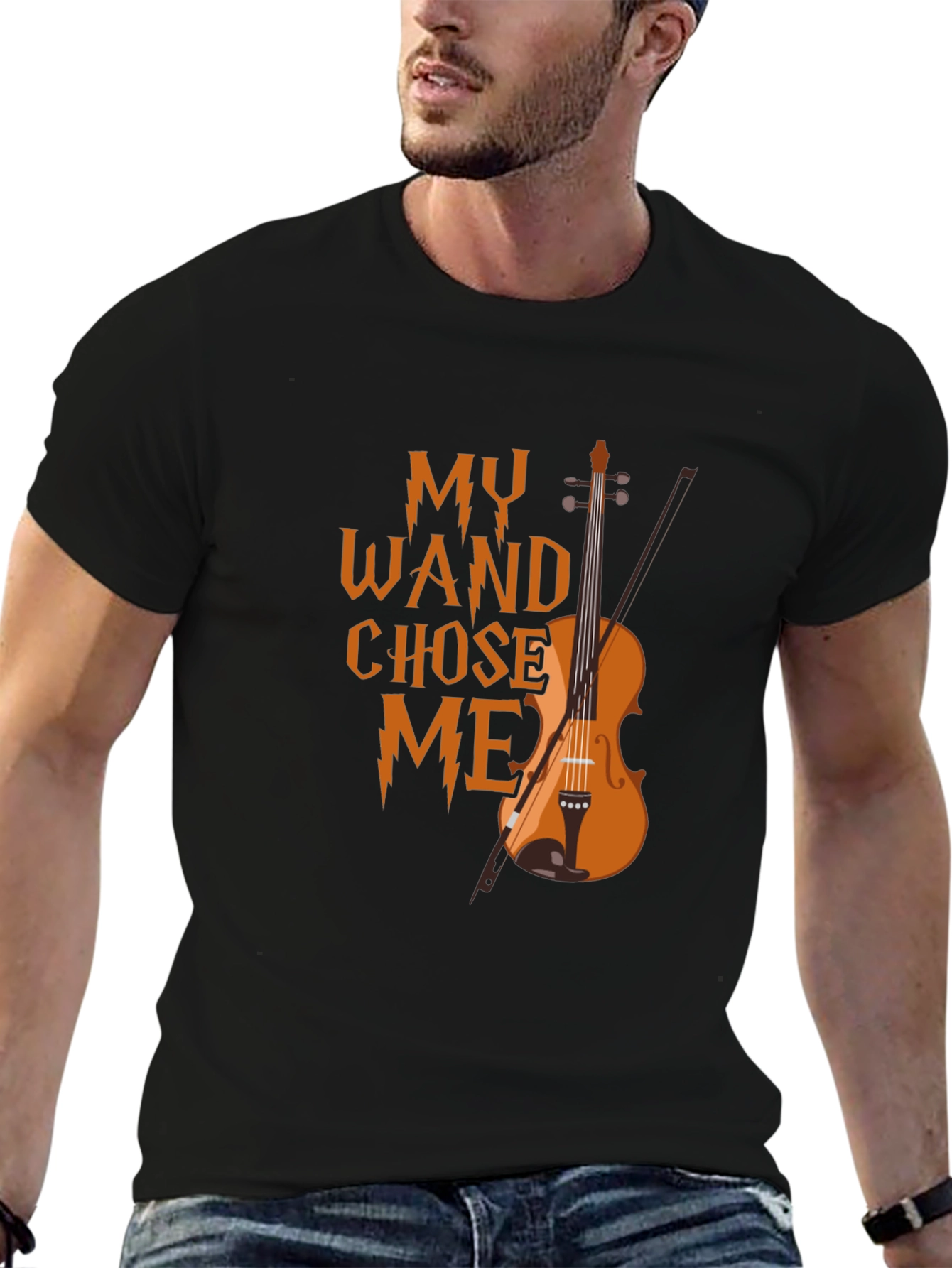 Black My Wand Chose Me Violin T-Shirt view 6