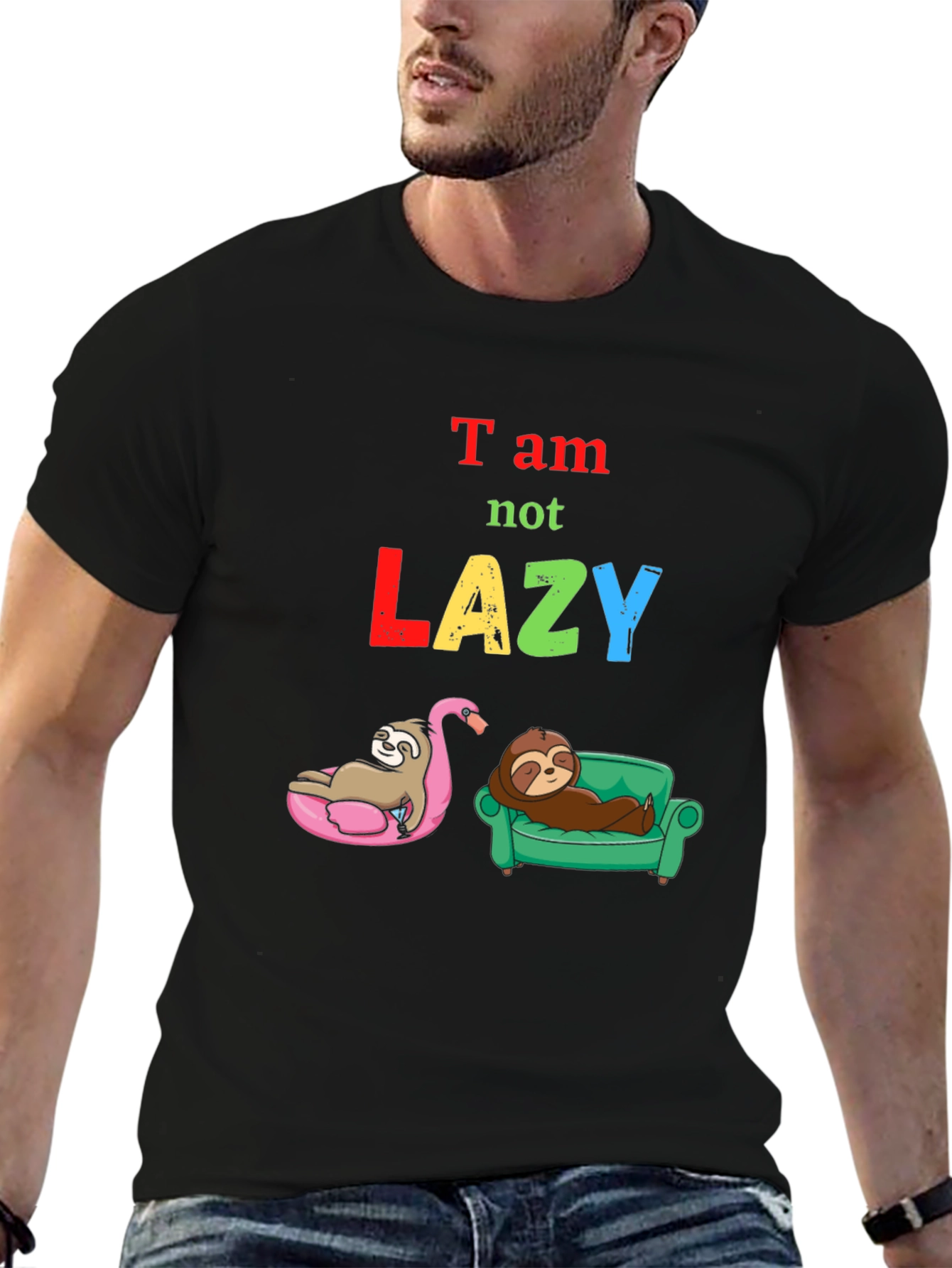 Black Sloth "Not Lazy" Graphic Tee view 6
