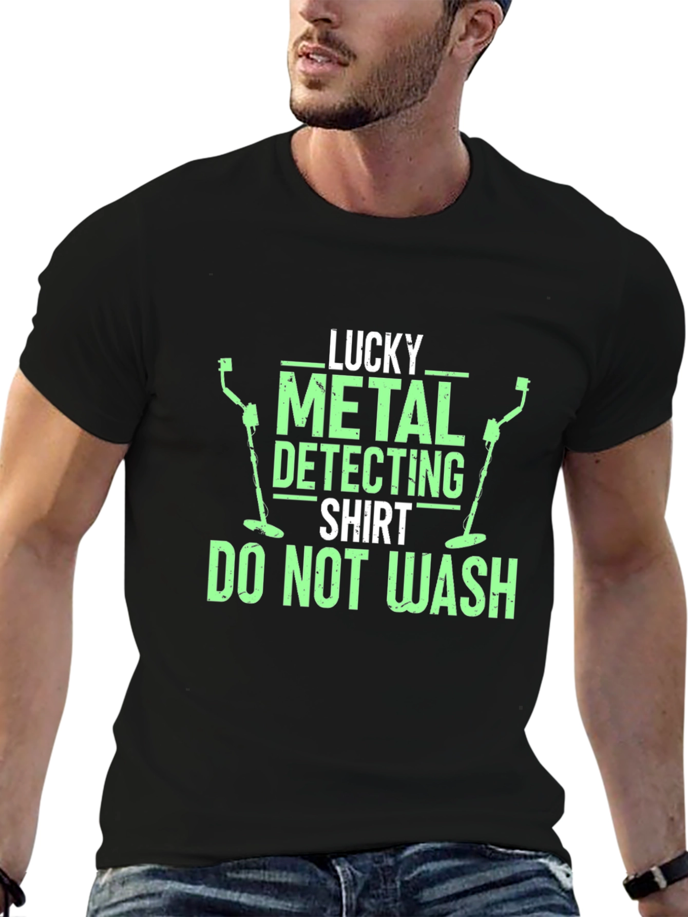 Black Lucky Metal Detecting Shirt - Novelty Graphic Tee view 6