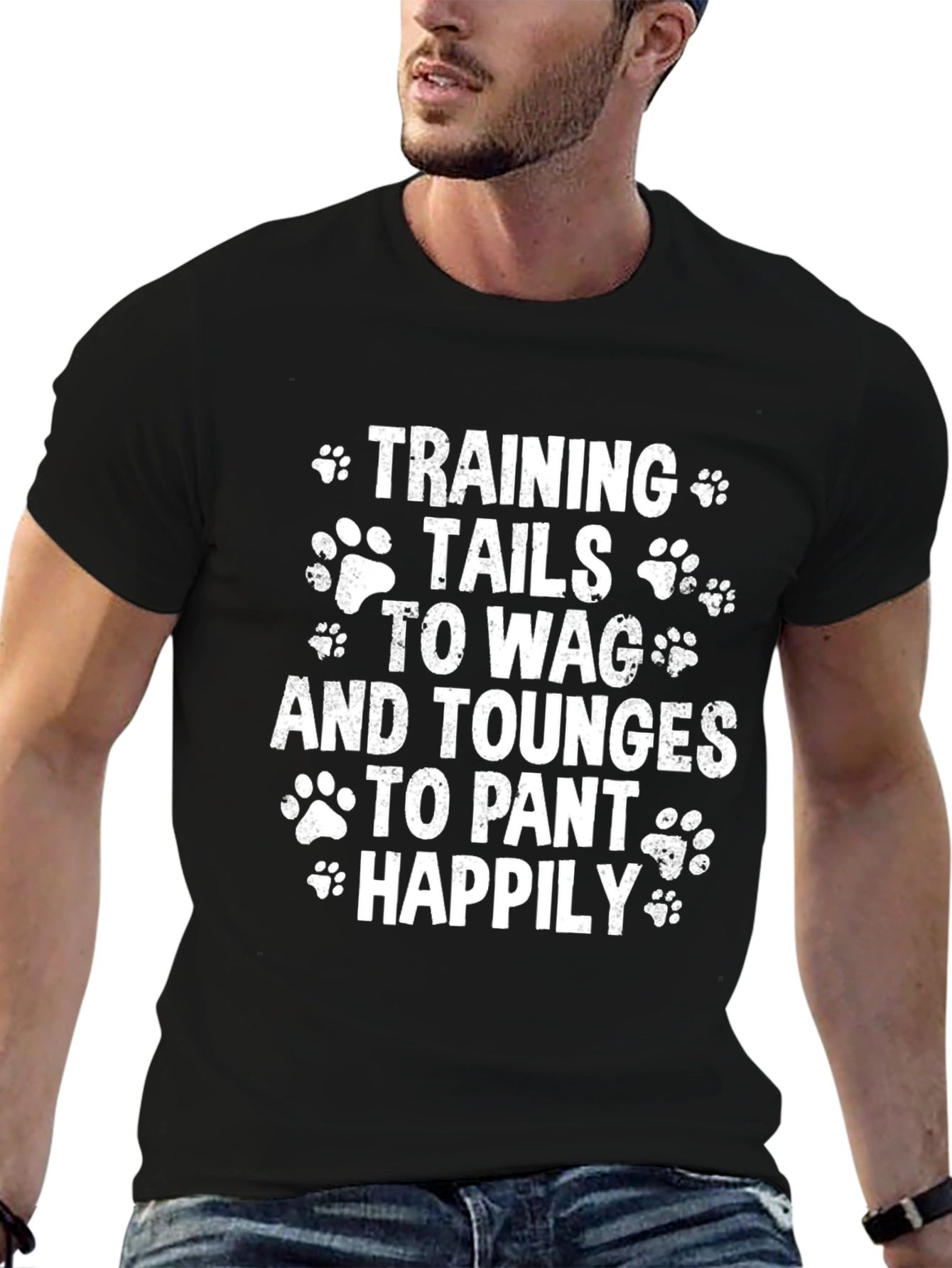 Black Dog Lover Tee: Training Tails To Wag, Black Cotton Blend view 6