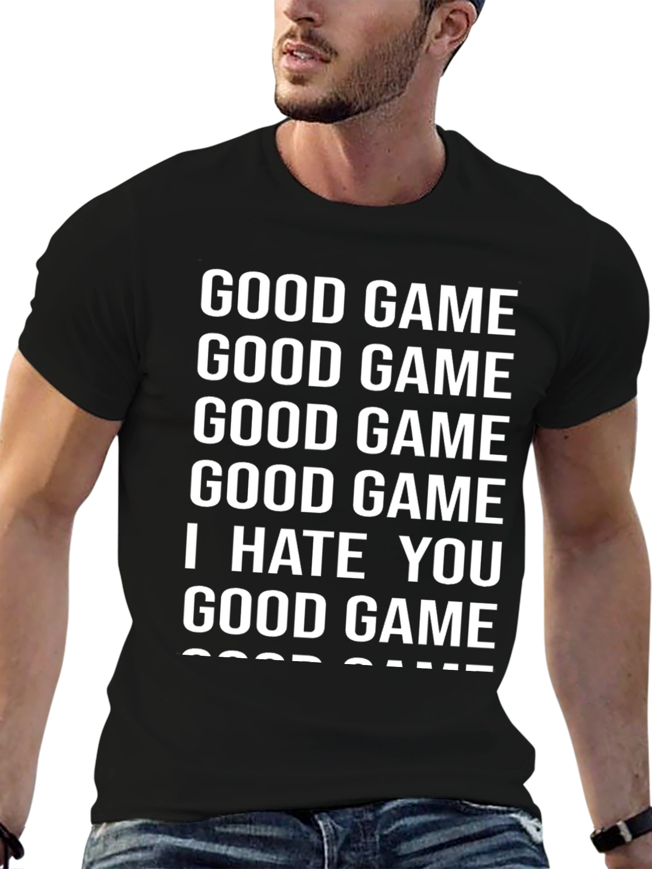 Black Funny Good Game I Hate You T-Shirt view 6