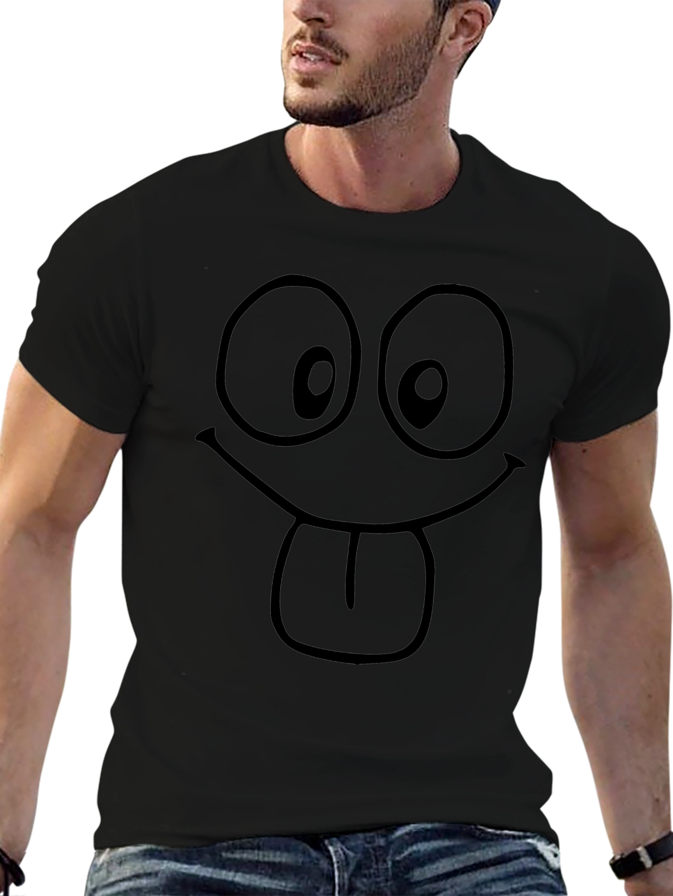 Black Funny Face Black T-Shirt view 6