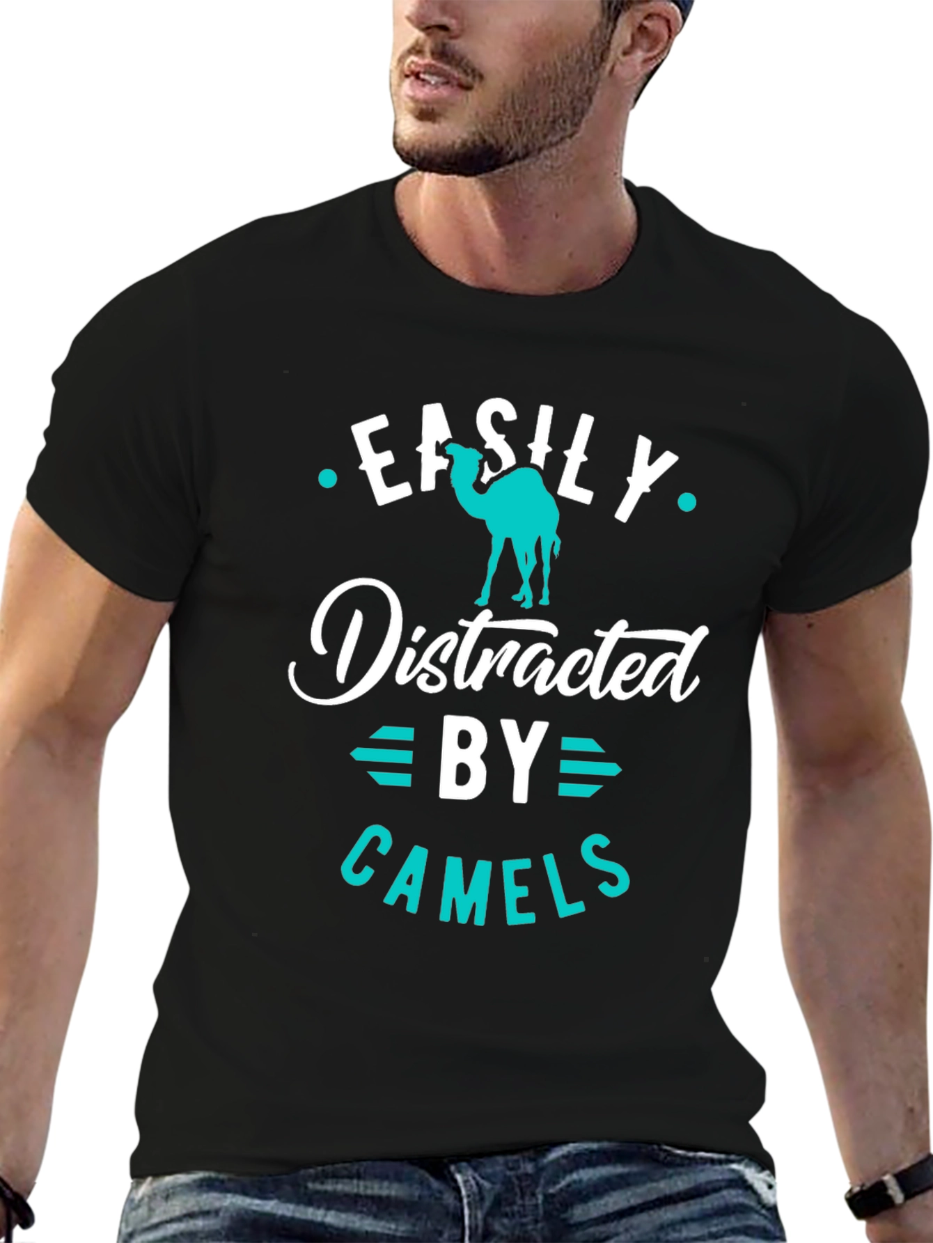 Black Easily Distracted by Camels Graphic Tee view 6