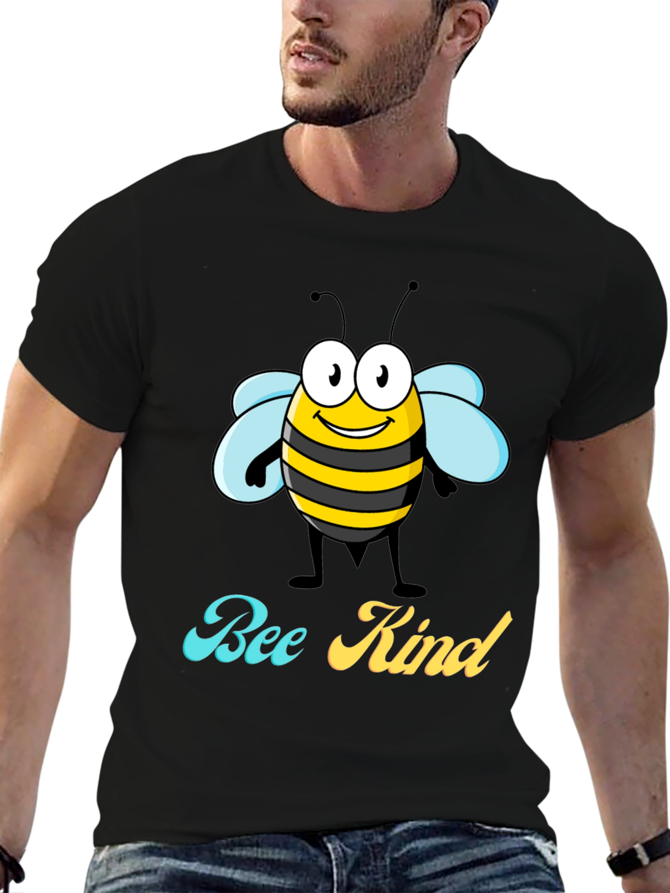 Black Bee Kind Graphic T-Shirt - Black Crew Neck Tee view 6