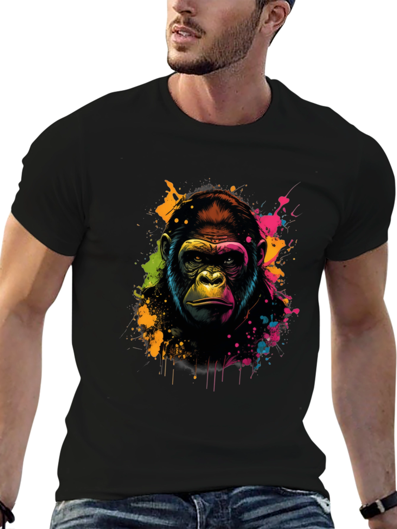 Black Vibrant Gorilla Graphic Tee - Black view 6