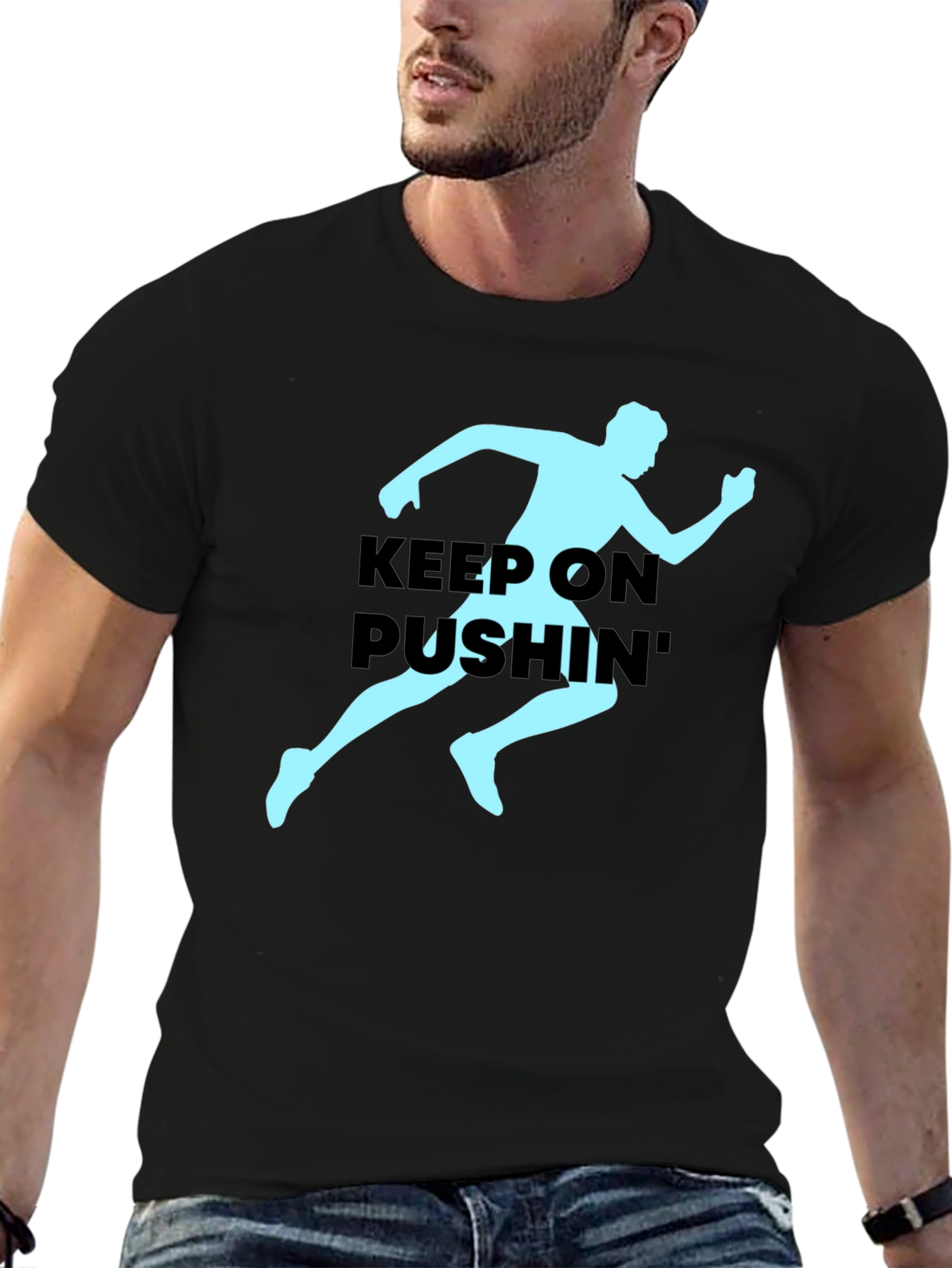 Black Keep On Pushin' Runner Graphic Tee - Black view 6