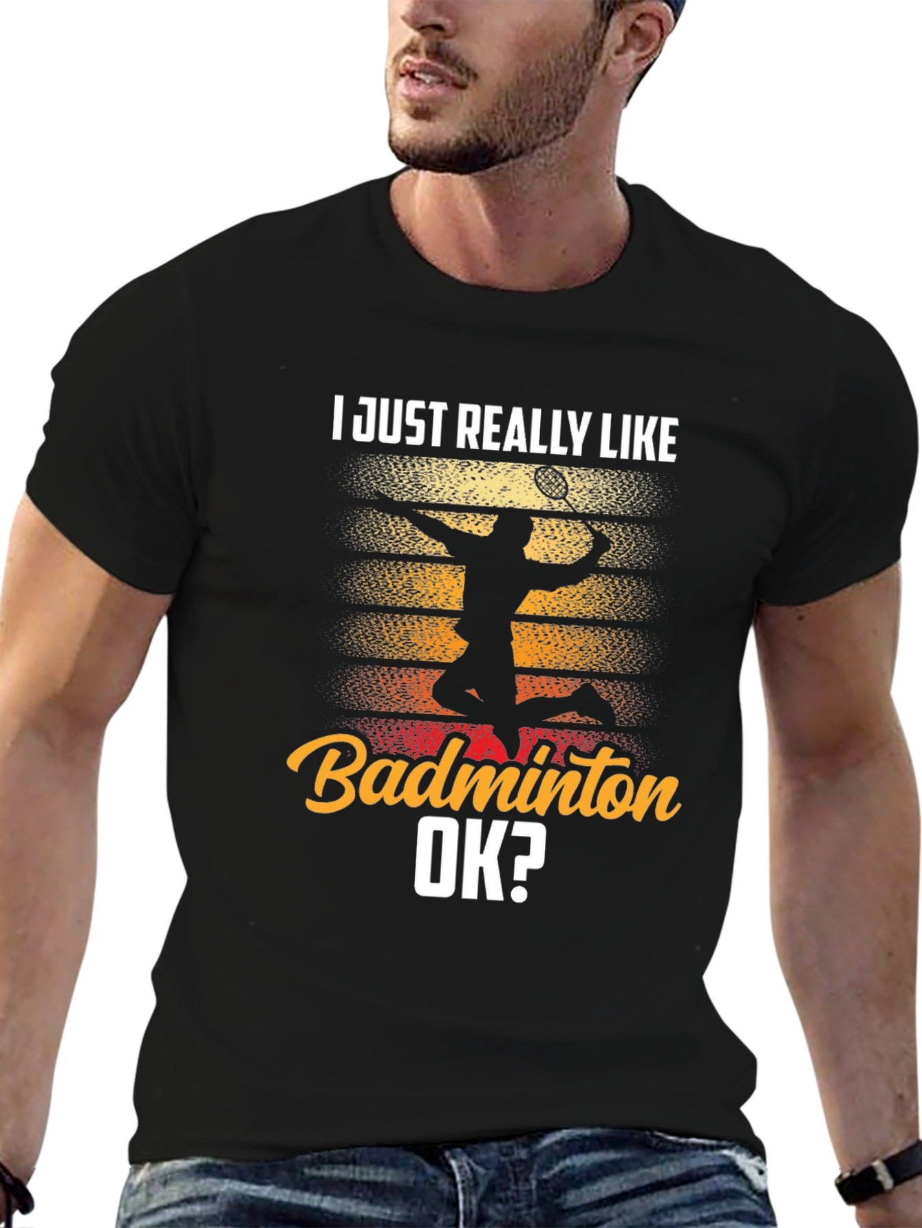 Black Badminton Lover T-Shirt - Funny Sports Tee view 6