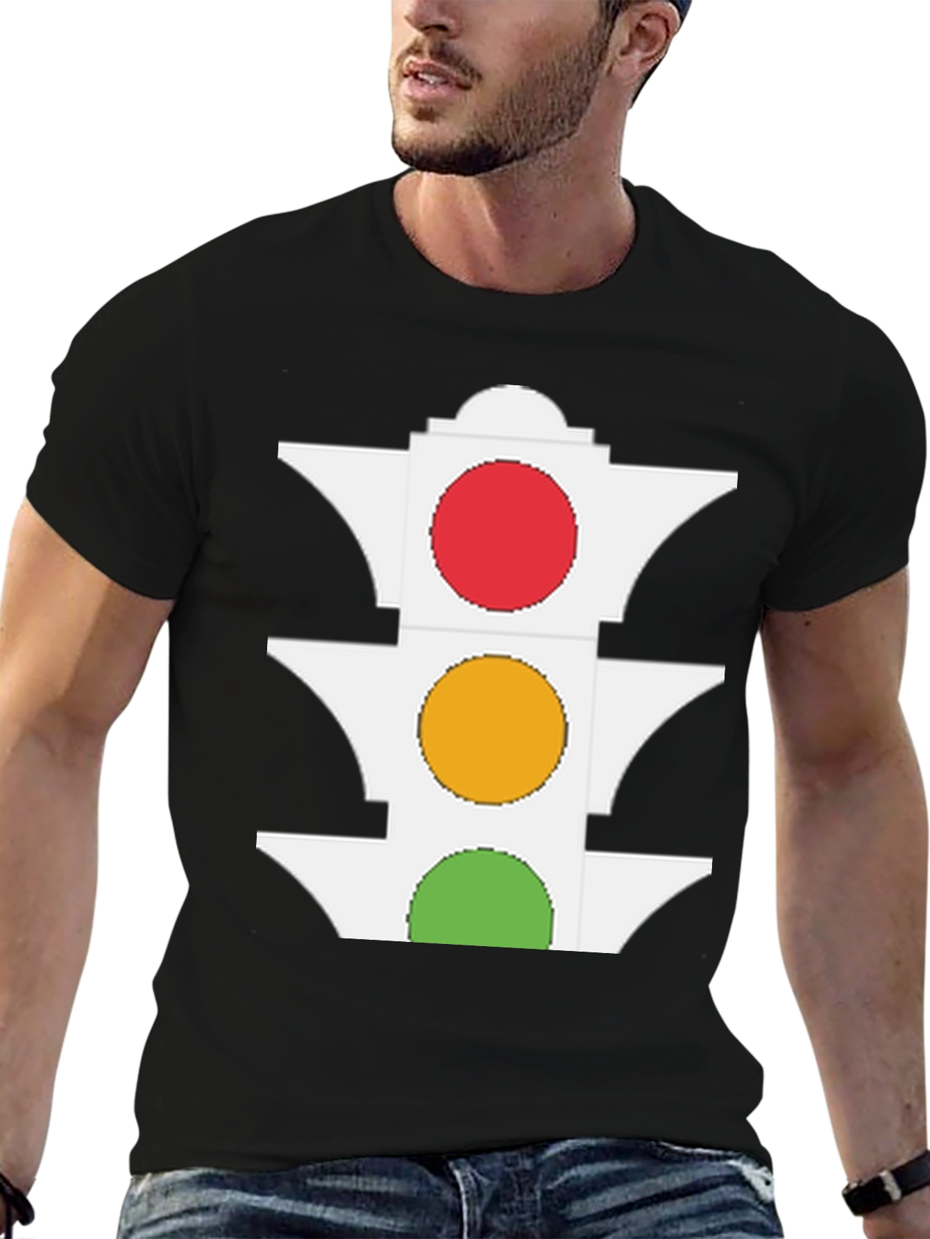 Black Traffic Light Graphic Tee - Stay Visible & Stylish! view 6