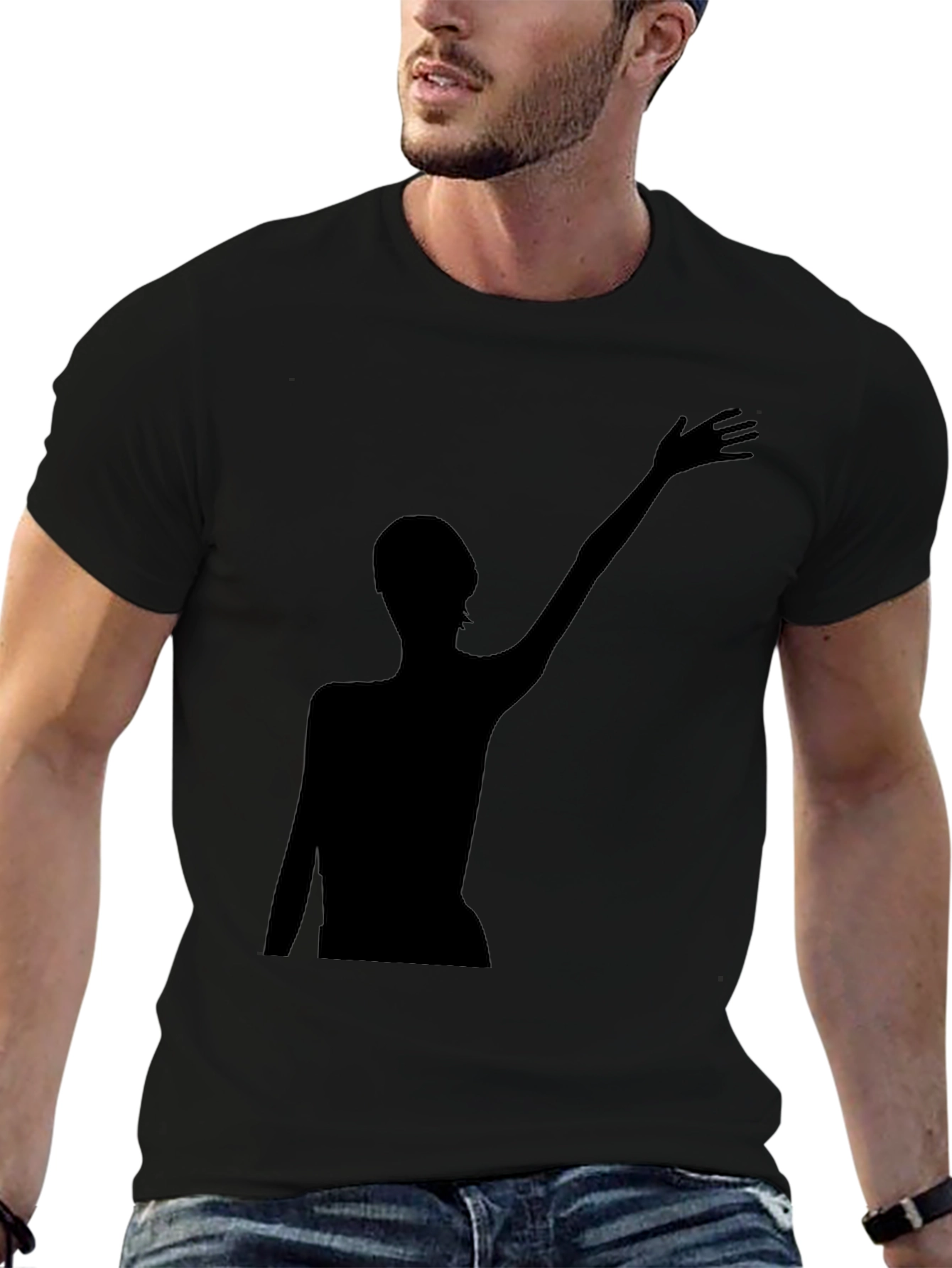 Black Silhouette Graphic Tee - Modern Black T-Shirt view 6