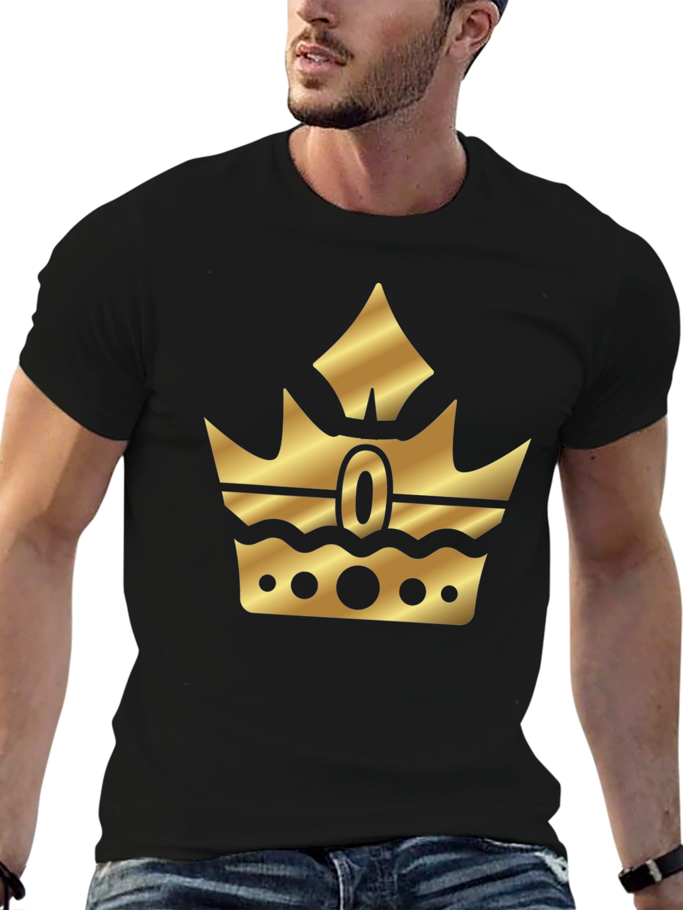Black Gold Crown Graphic Black T-Shirt view 6