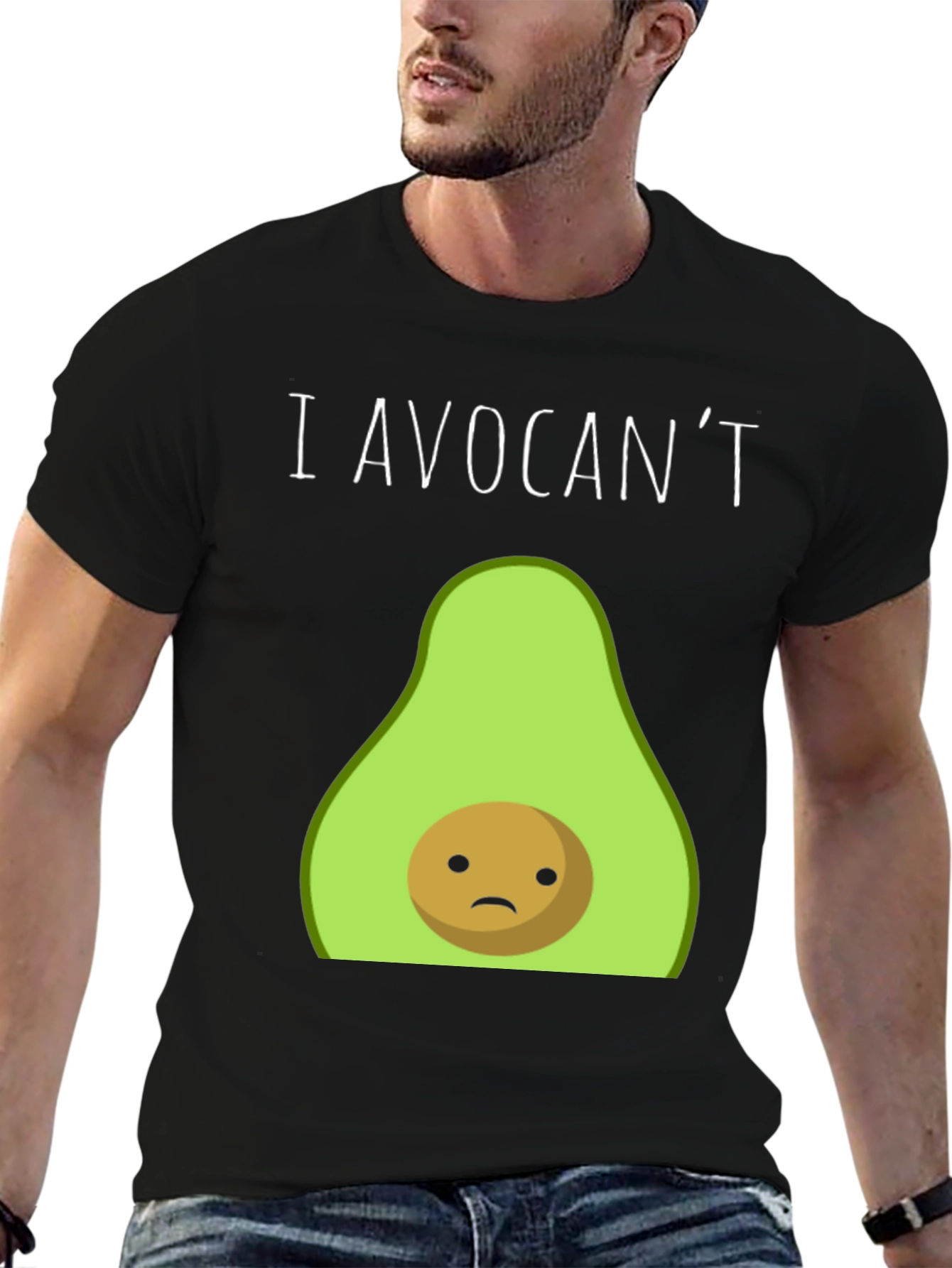 Black I Avocan't T-Shirt - Funny Avocado Graphic Tee view 6
