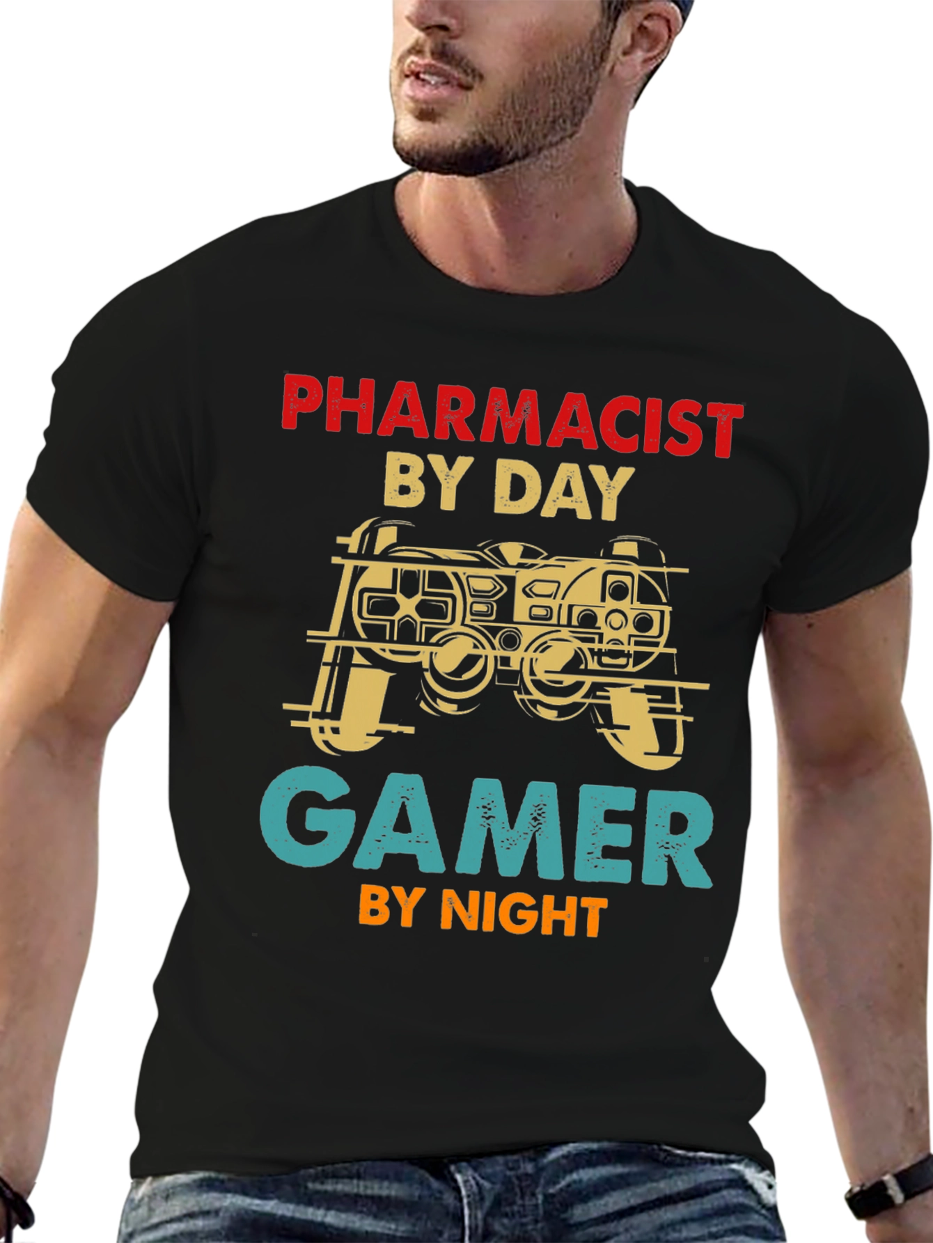 Black Pharmacist Gamer T-Shirt - Novelty Apparel view 6