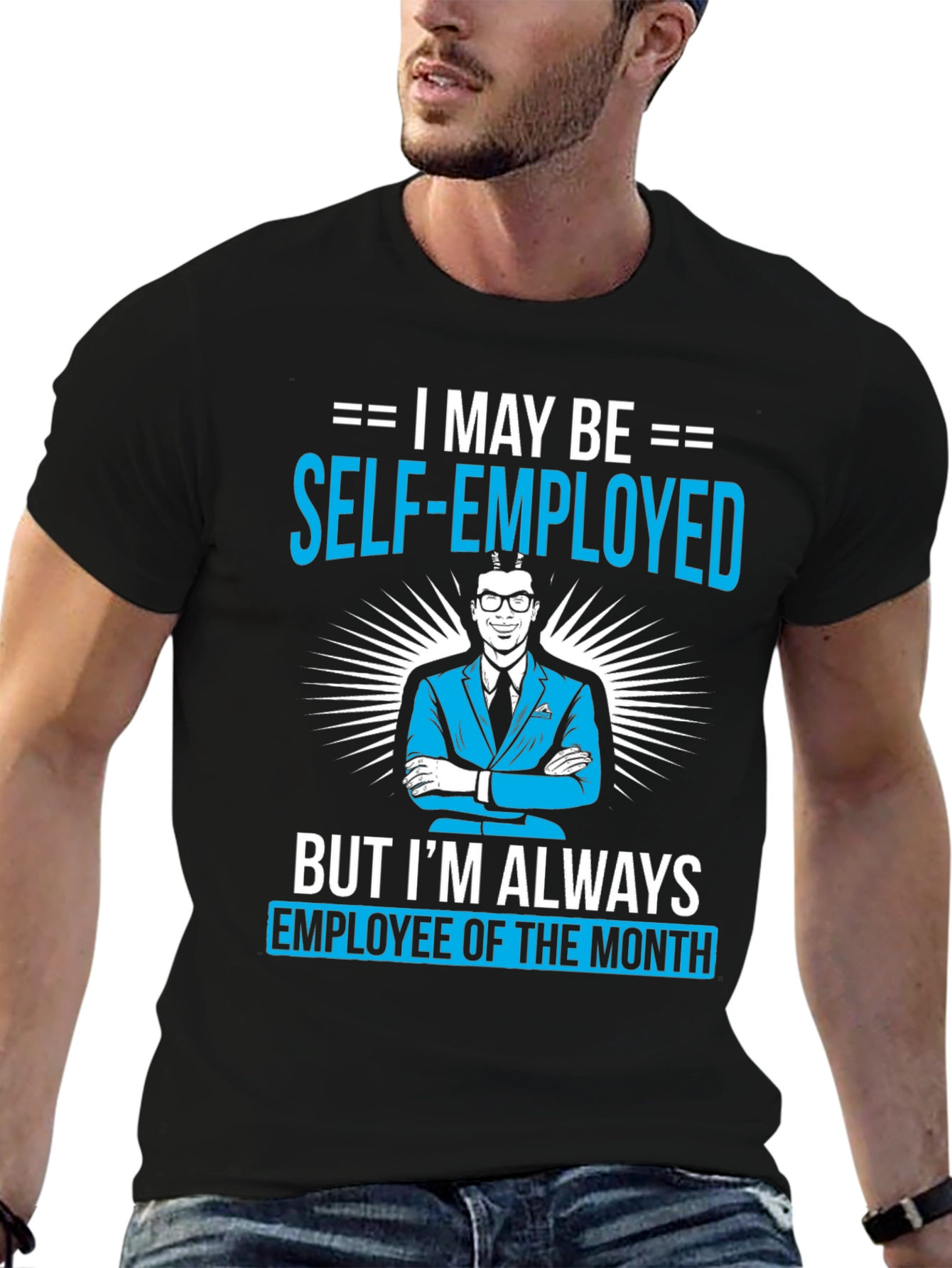 Black Self-Employed Employee of the Month T-Shirt view 6