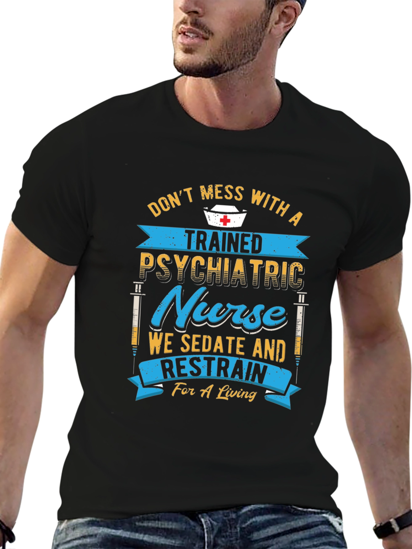 Black Trained Psychiatric Nurse Graphic T-Shirt view 6