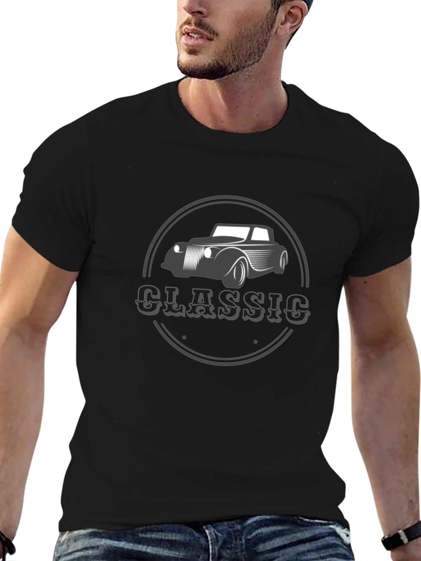 Black Classic Car Graphic T-Shirt - Black view 6