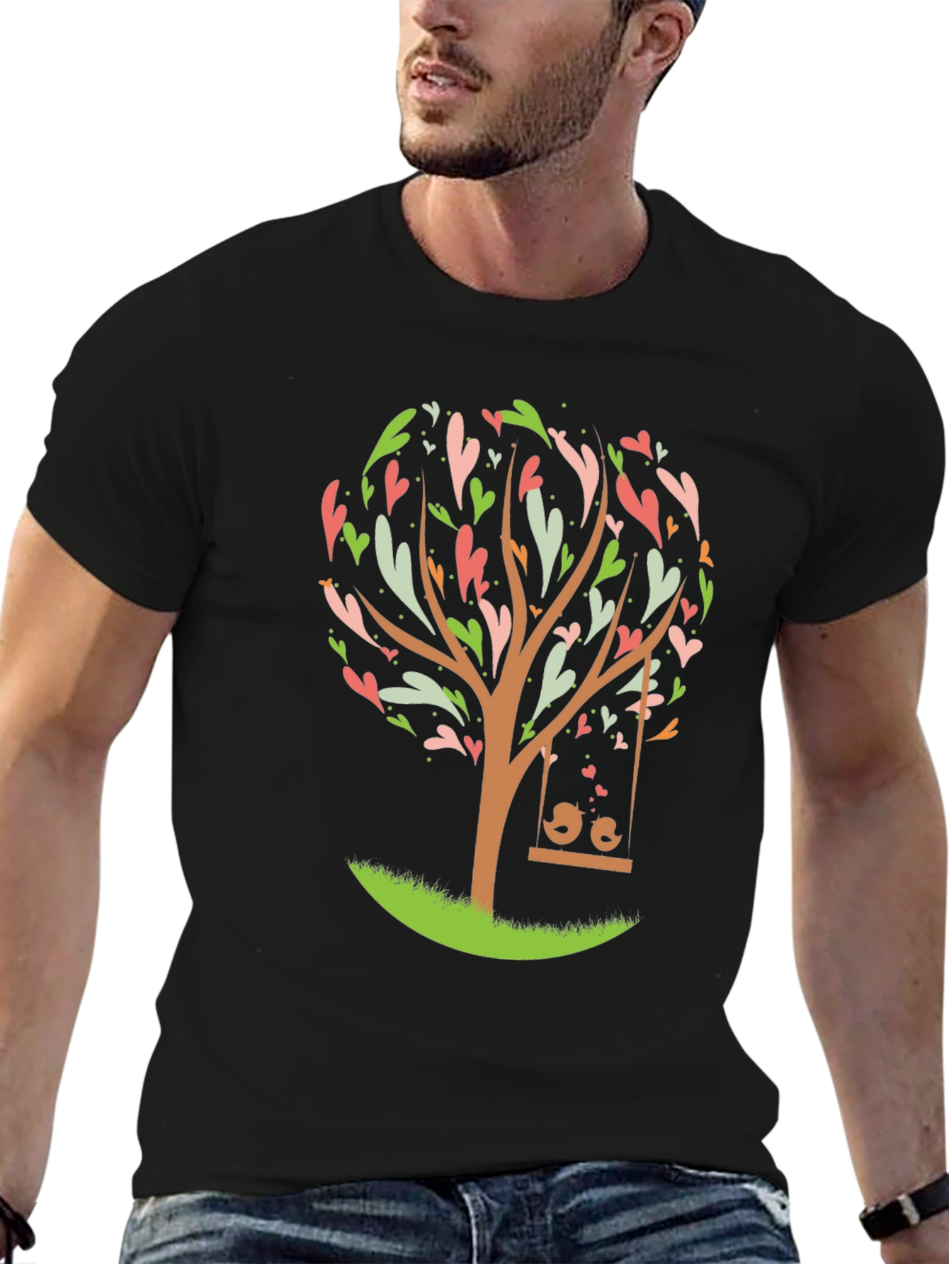 Black Love Tree Graphic Tee - Romantic Design view 6
