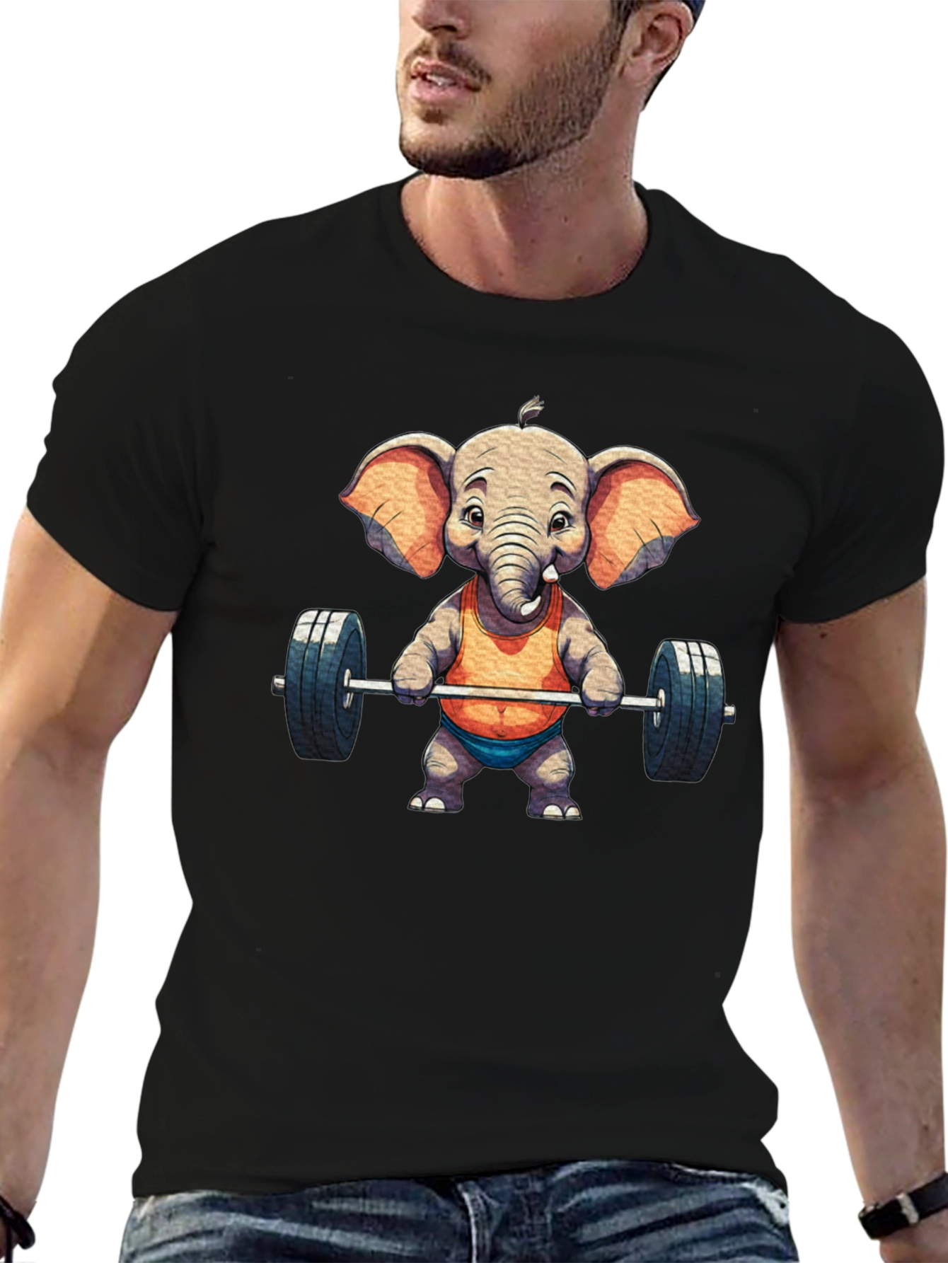 Black Elephant Weightlifter Graphic Tee view 6