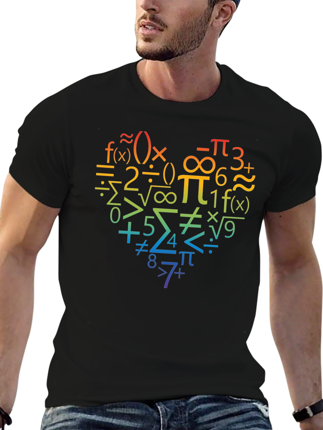 Black Math Heart T-Shirt - Perfect for Math Lovers view 6