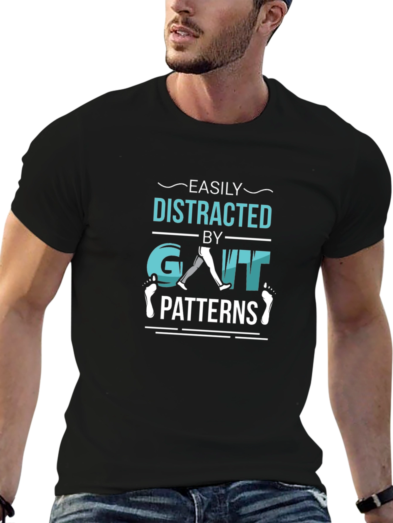 Black Easily Distracted by Gait Patterns Tee view 6