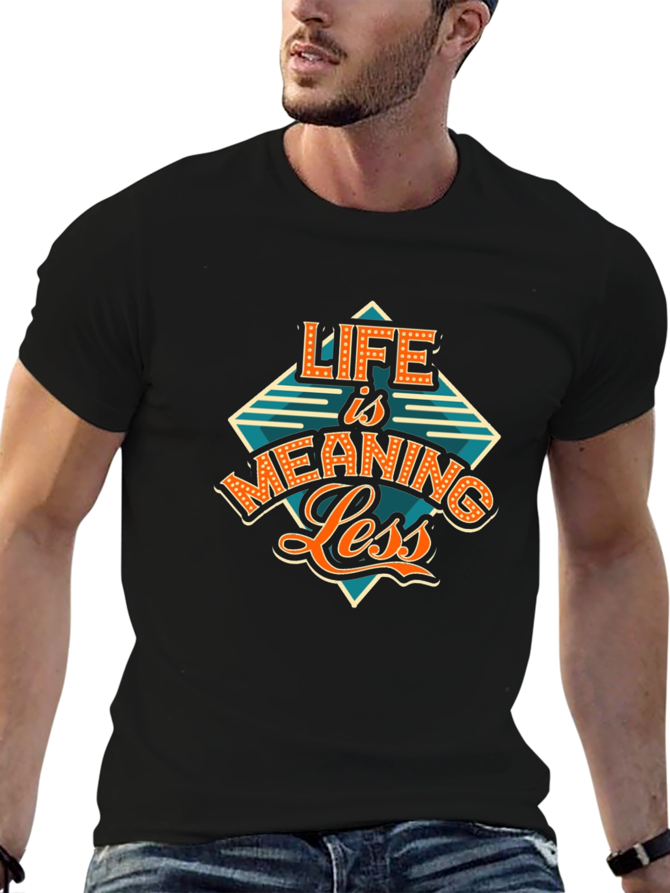 Black Life Is Meaningless Graphic Tee - Black Unisex T-Shirt view 6