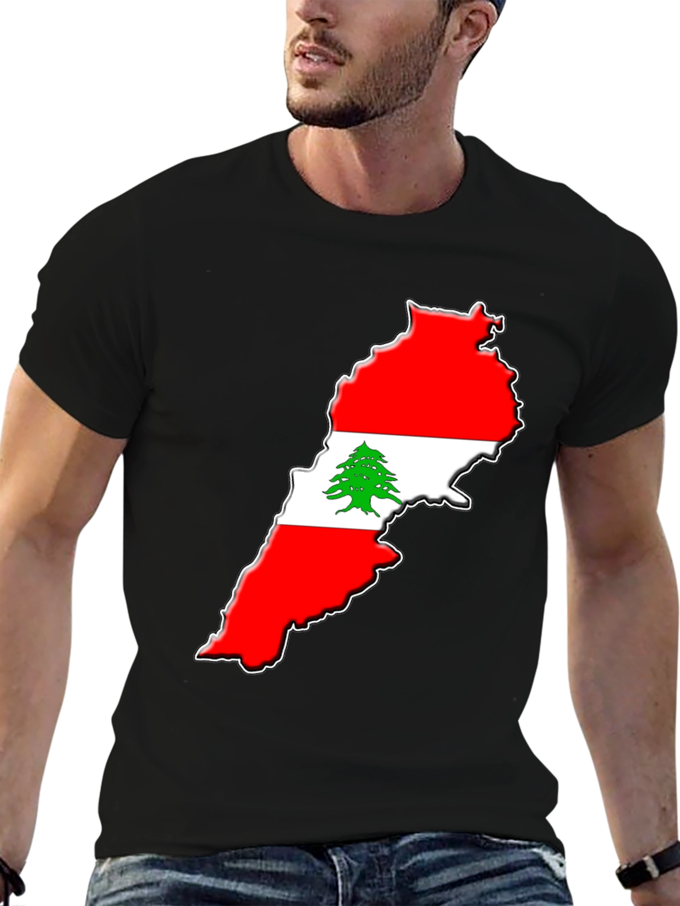 Black Lebanon Flag T-Shirt - National Pride Tee view 6
