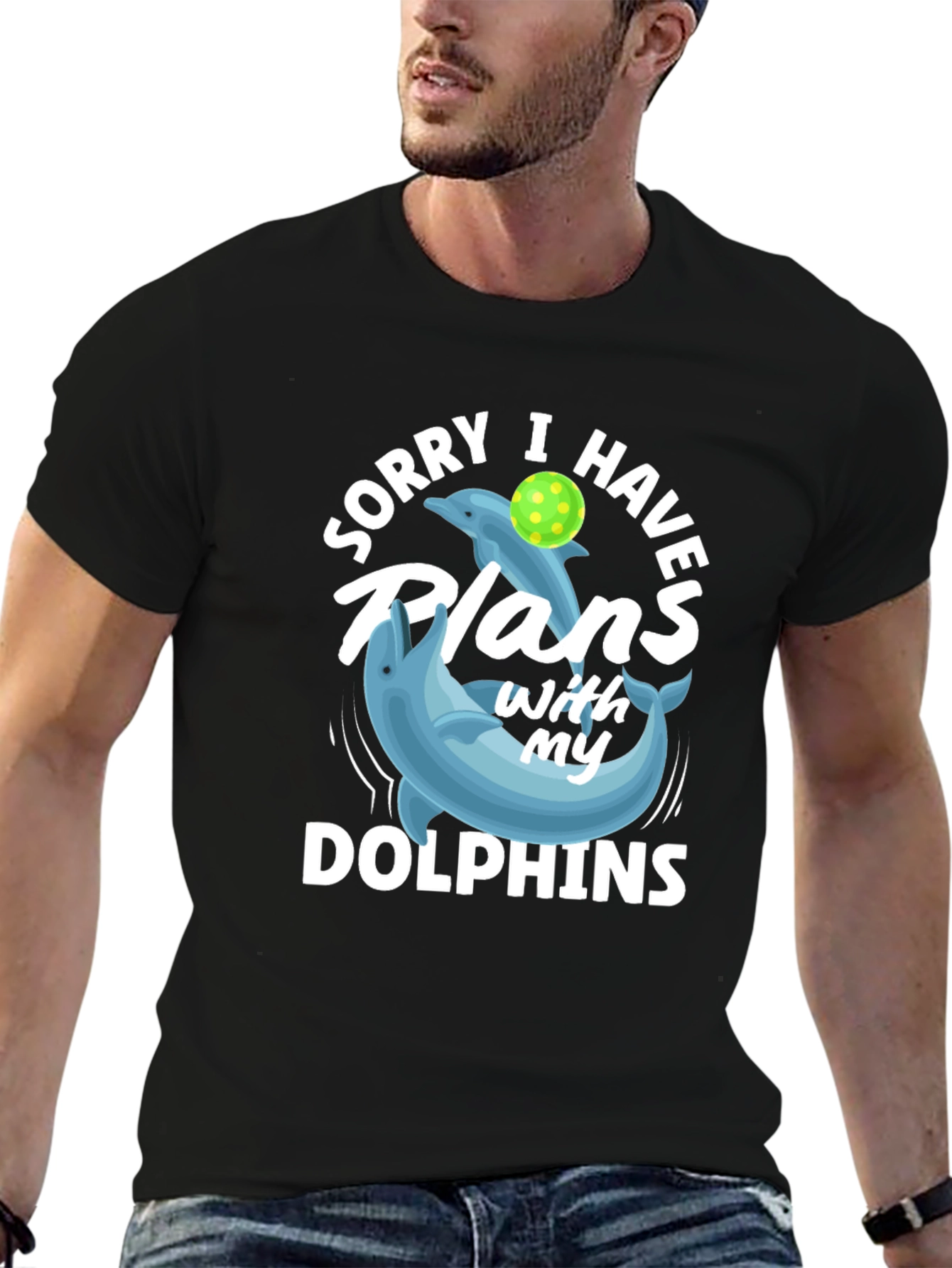 Black Dolphin Plans Graphic T-Shirt view 6