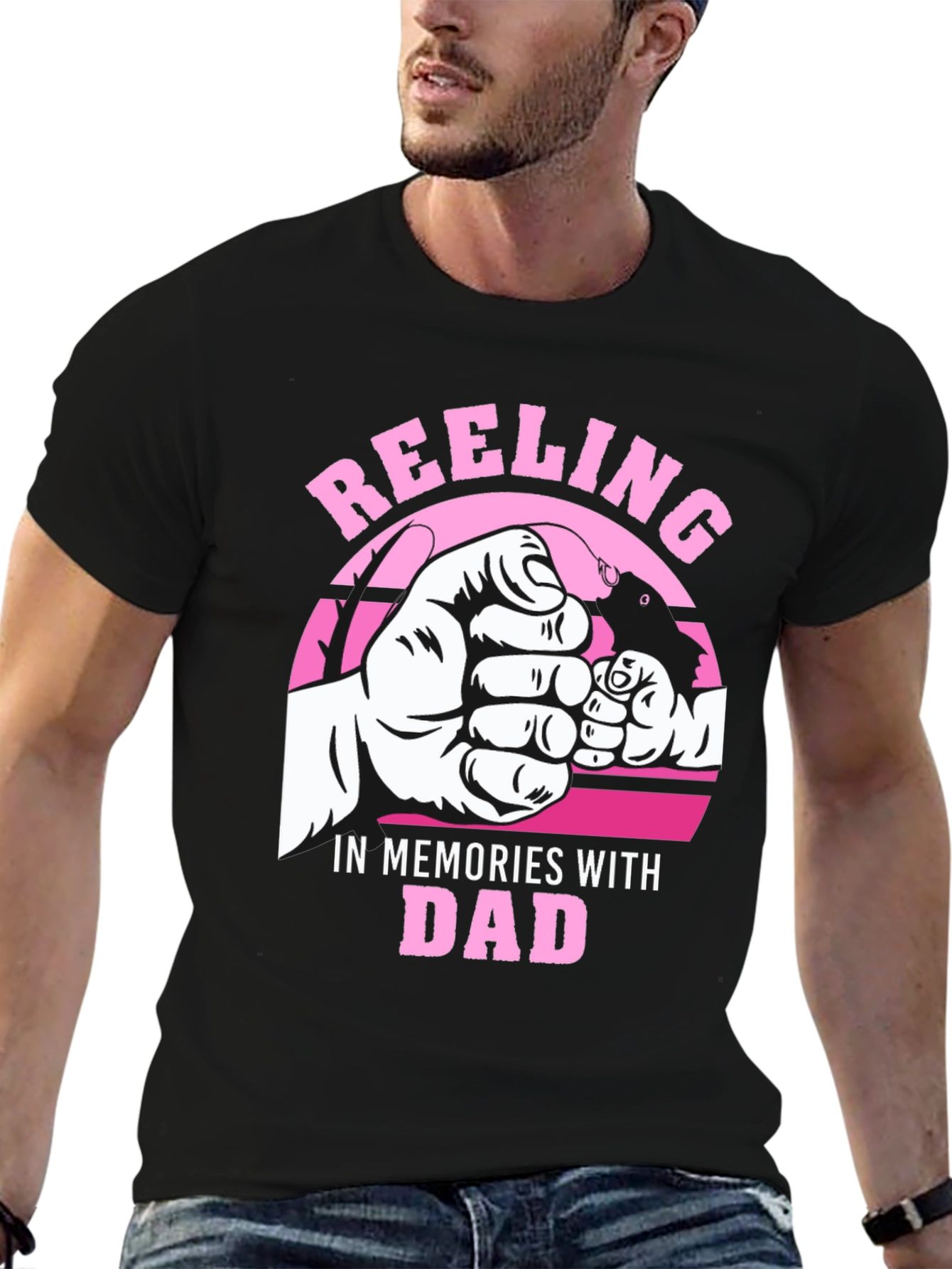 Black Reeling in Memories with Dad T-Shirt view 6