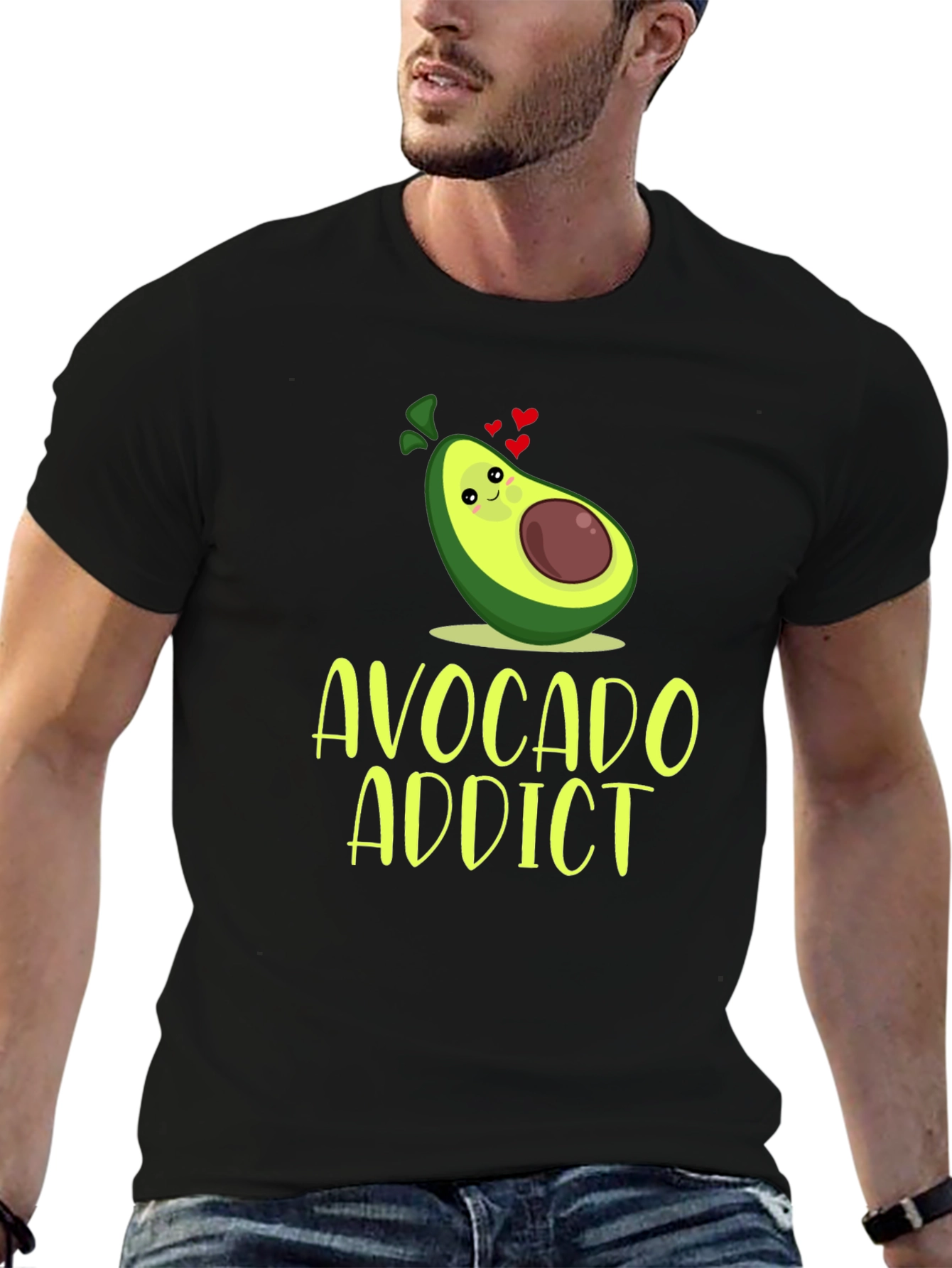 Black Avocado Addict Graphic Tee - Trendy Foodie T-Shirt view 6