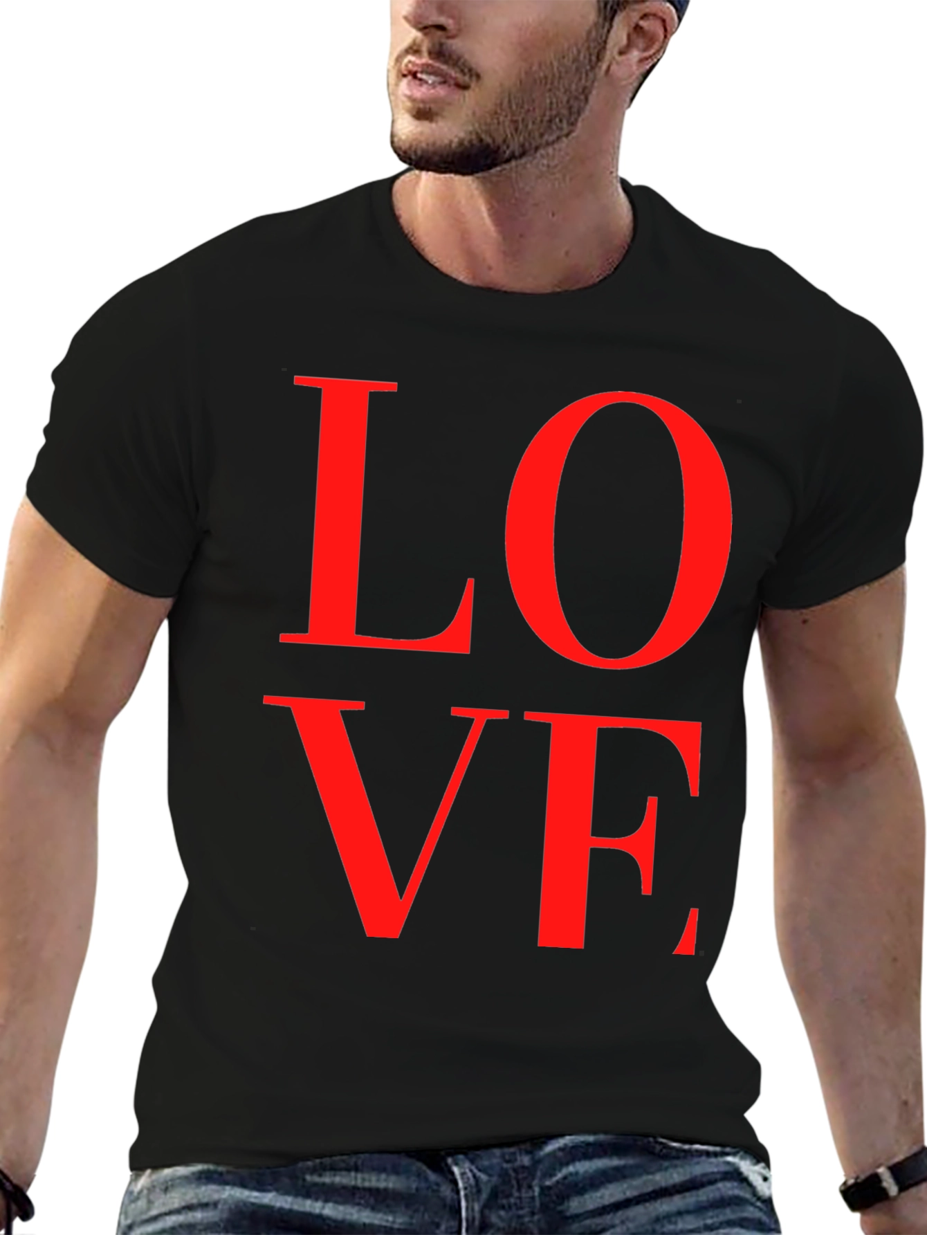Black Love Tee - Red Letters on Black view 6