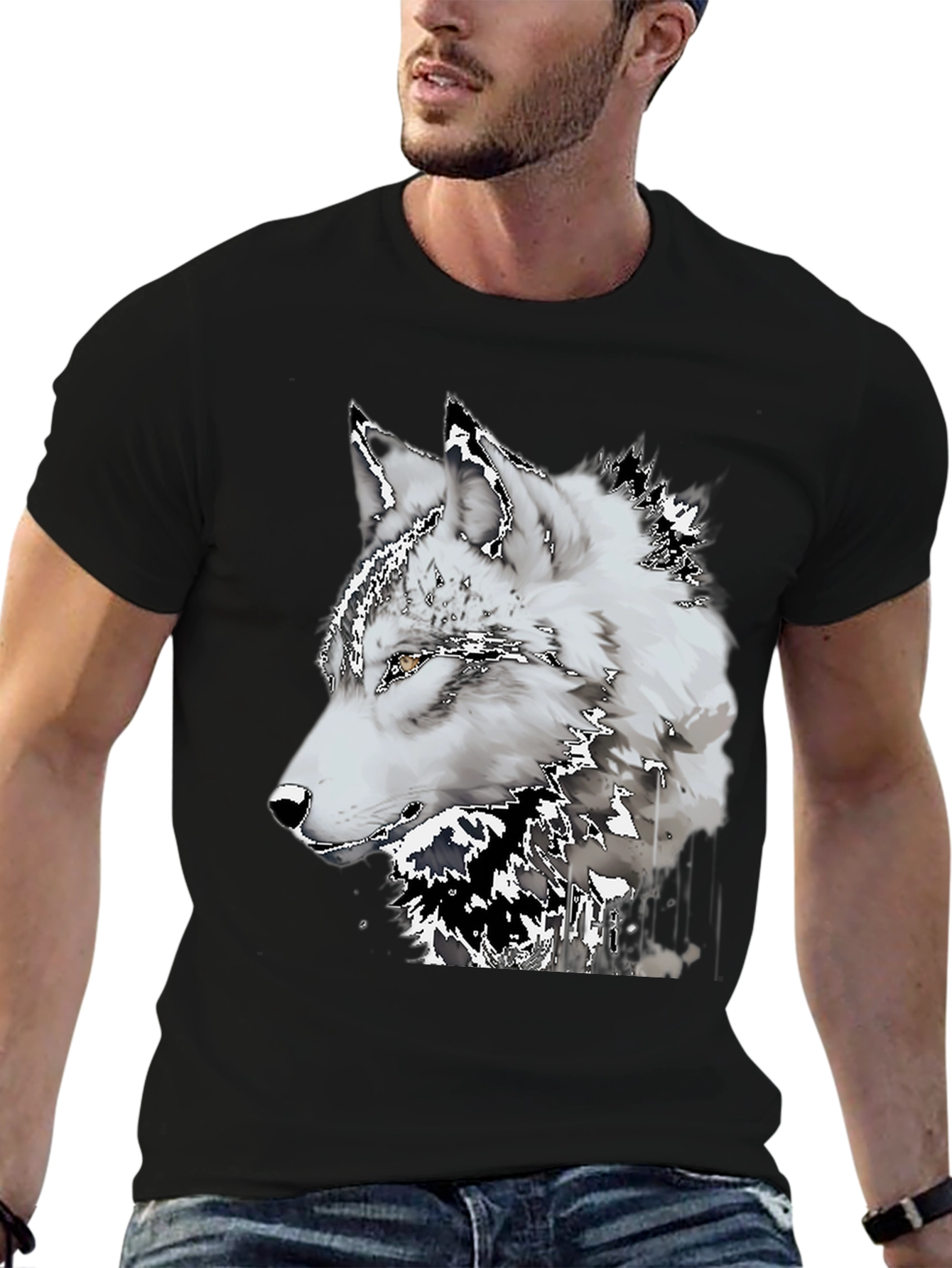 Black Wolf Graphic Tee - Black Short Sleeve Shirt view 6