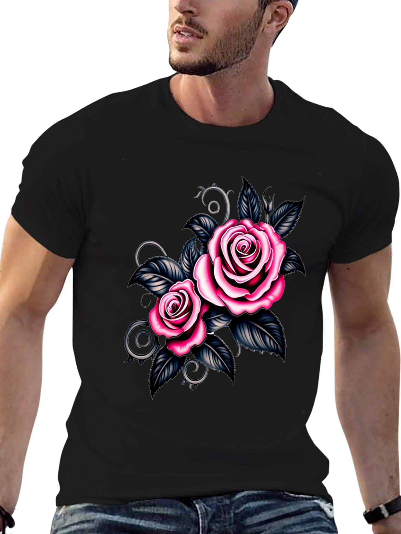 Black Rose Graphic Black T-Shirt view 6