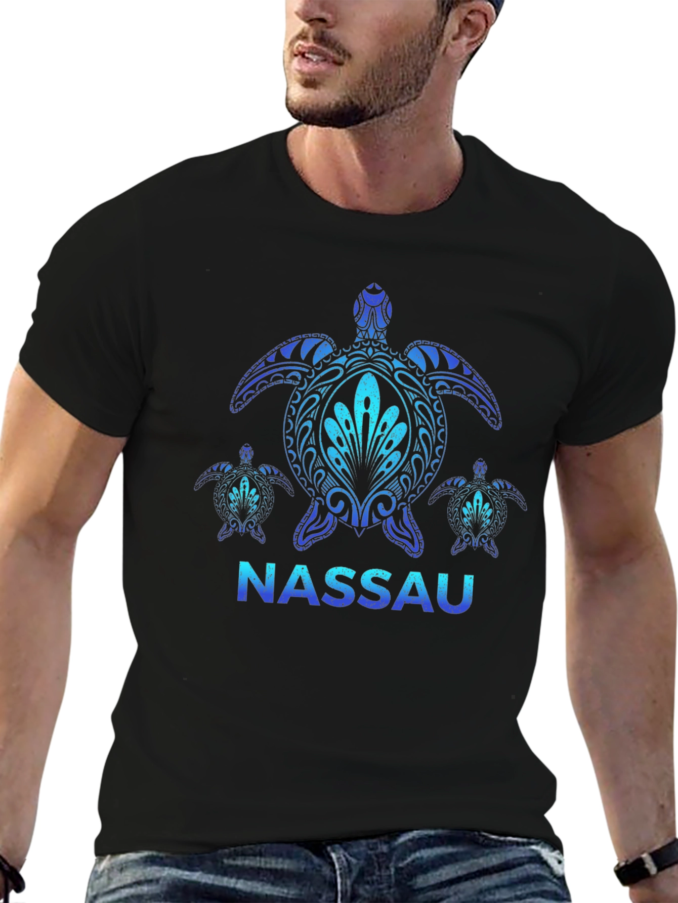 Black Nassau Turtle Graphic Black T-Shirt view 6
