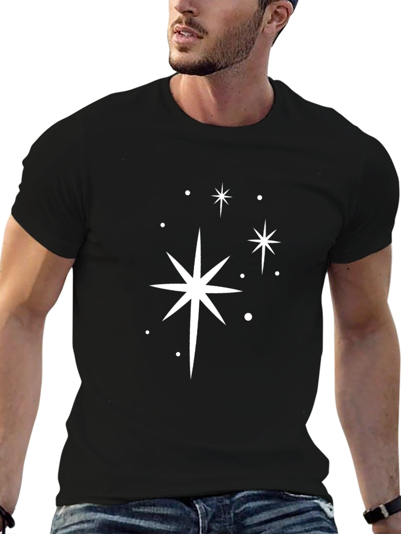 Black Retro Starburst Graphic Tee view 6