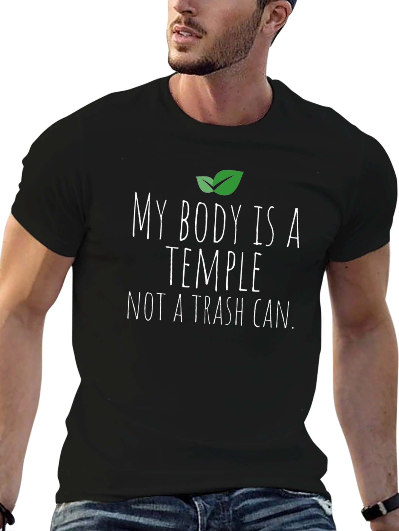 Black Vegan Body Temple T-Shirt - Black view 6
