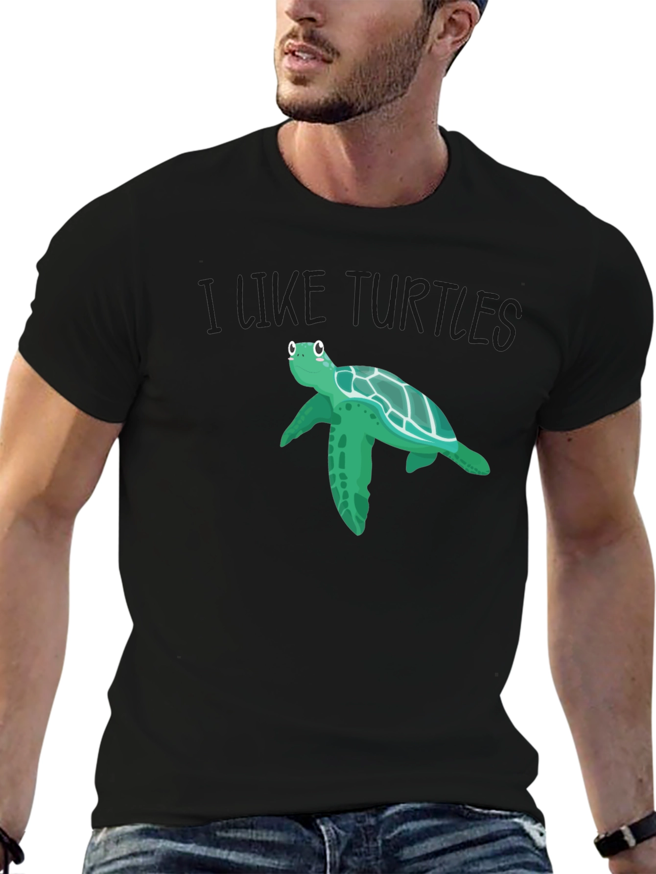 Black I Like Turtles Graphic T-Shirt view 6