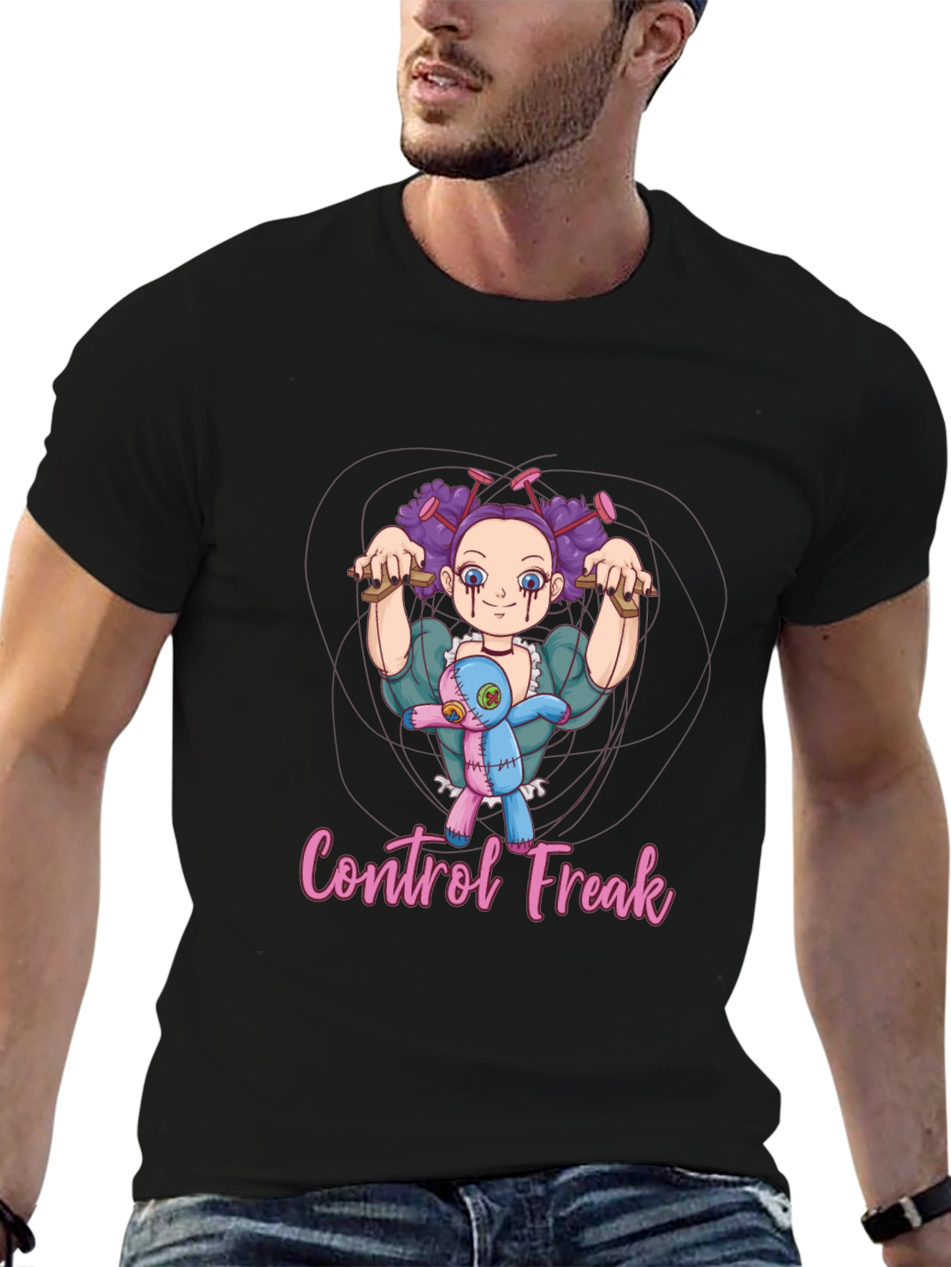 Black Control Freak Graphic T-Shirt view 6