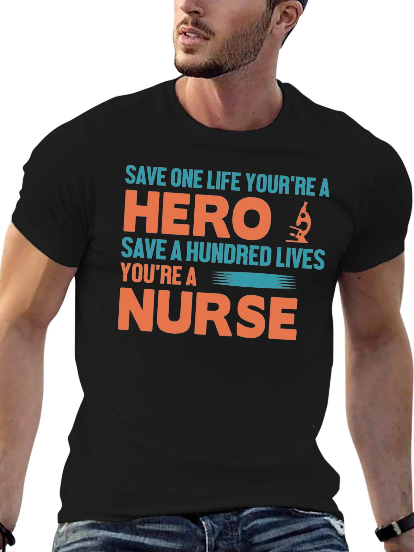 Black Nurse Hero T-Shirt - Save Lives view 6