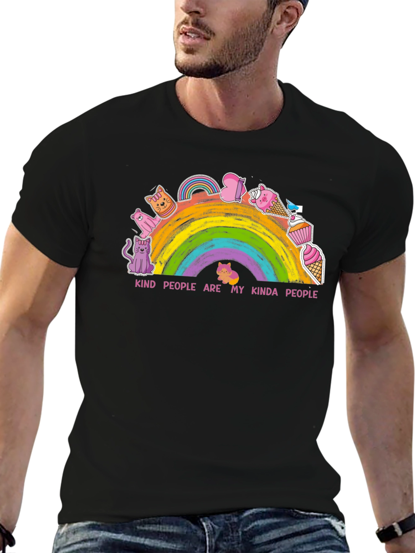 Black Kind People Rainbow Graphic Tee view 6