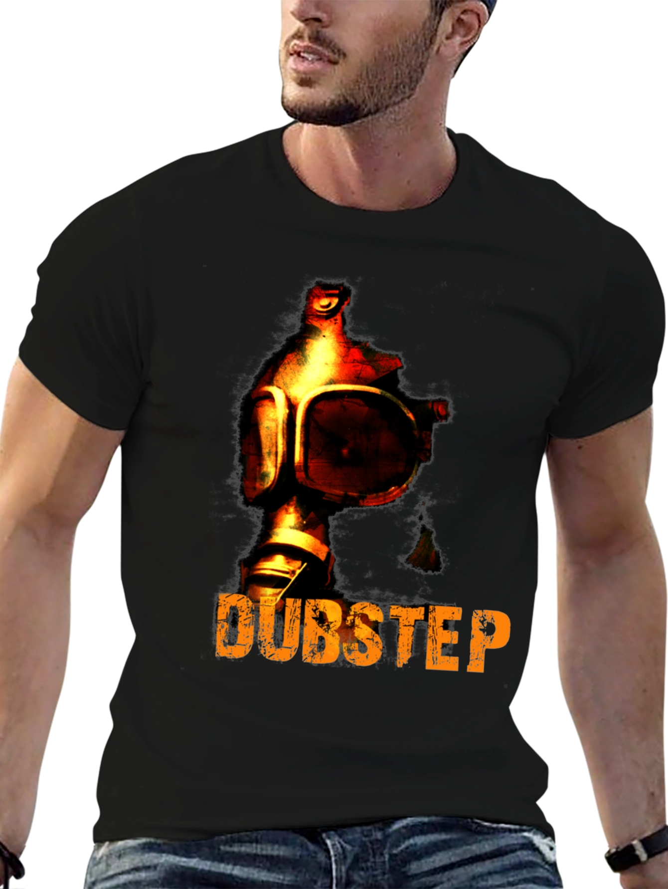 Black Dubstep Gas Mask Graphic T-Shirt view 6