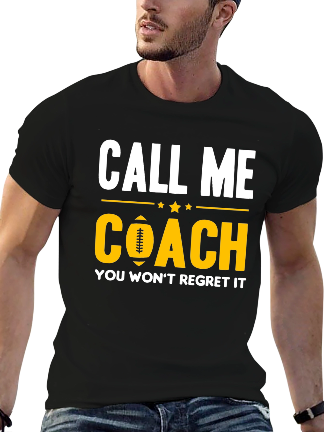 Black Call Me Coach T-Shirt - Football Design view 6