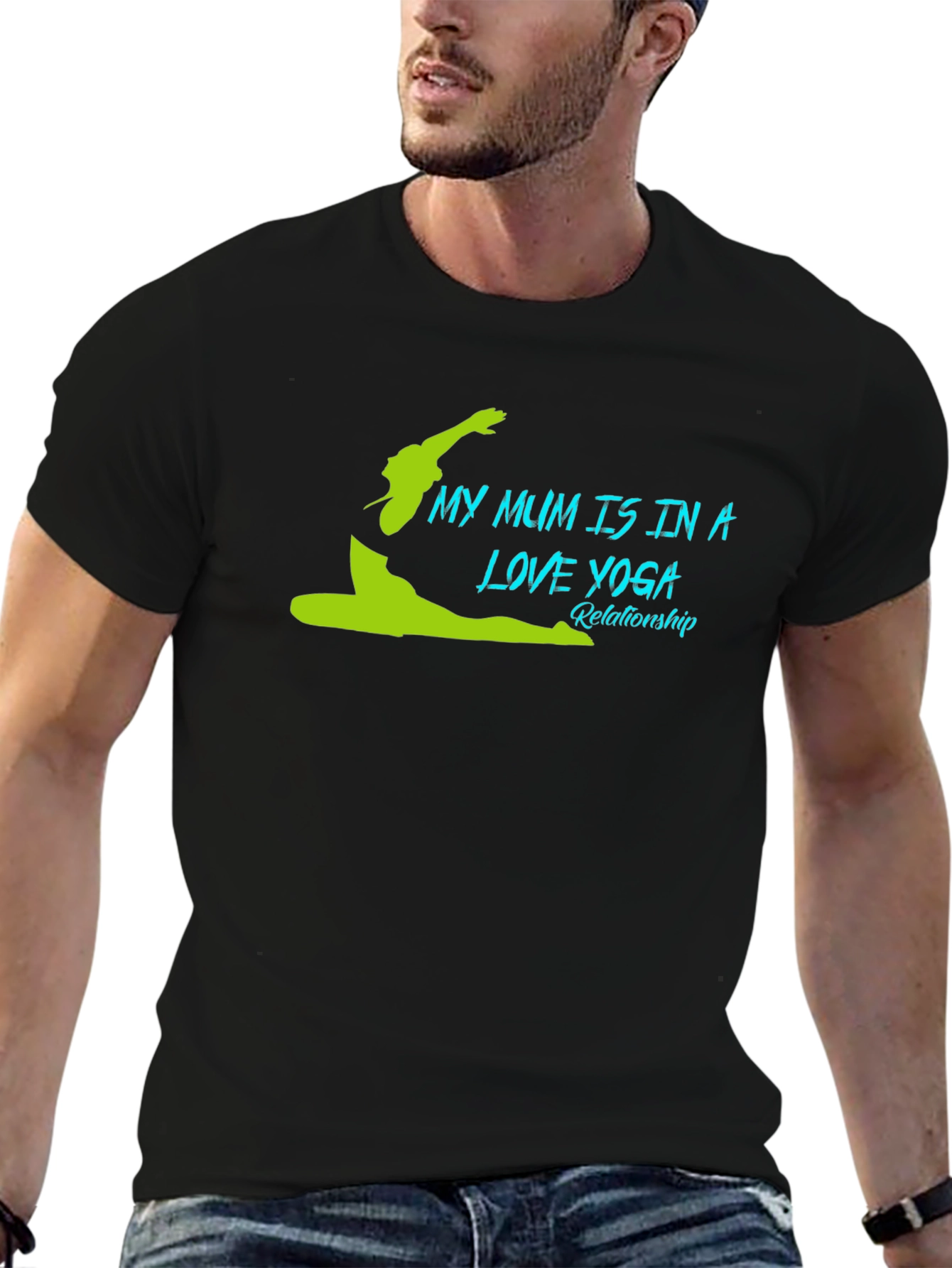Black Yoga Mum Black T-Shirt view 6