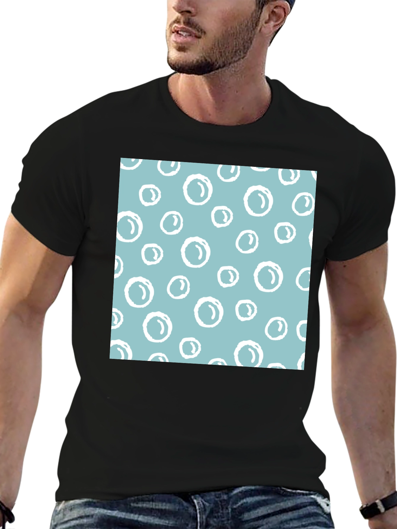 Black Bubble Pattern T-Shirt view 6