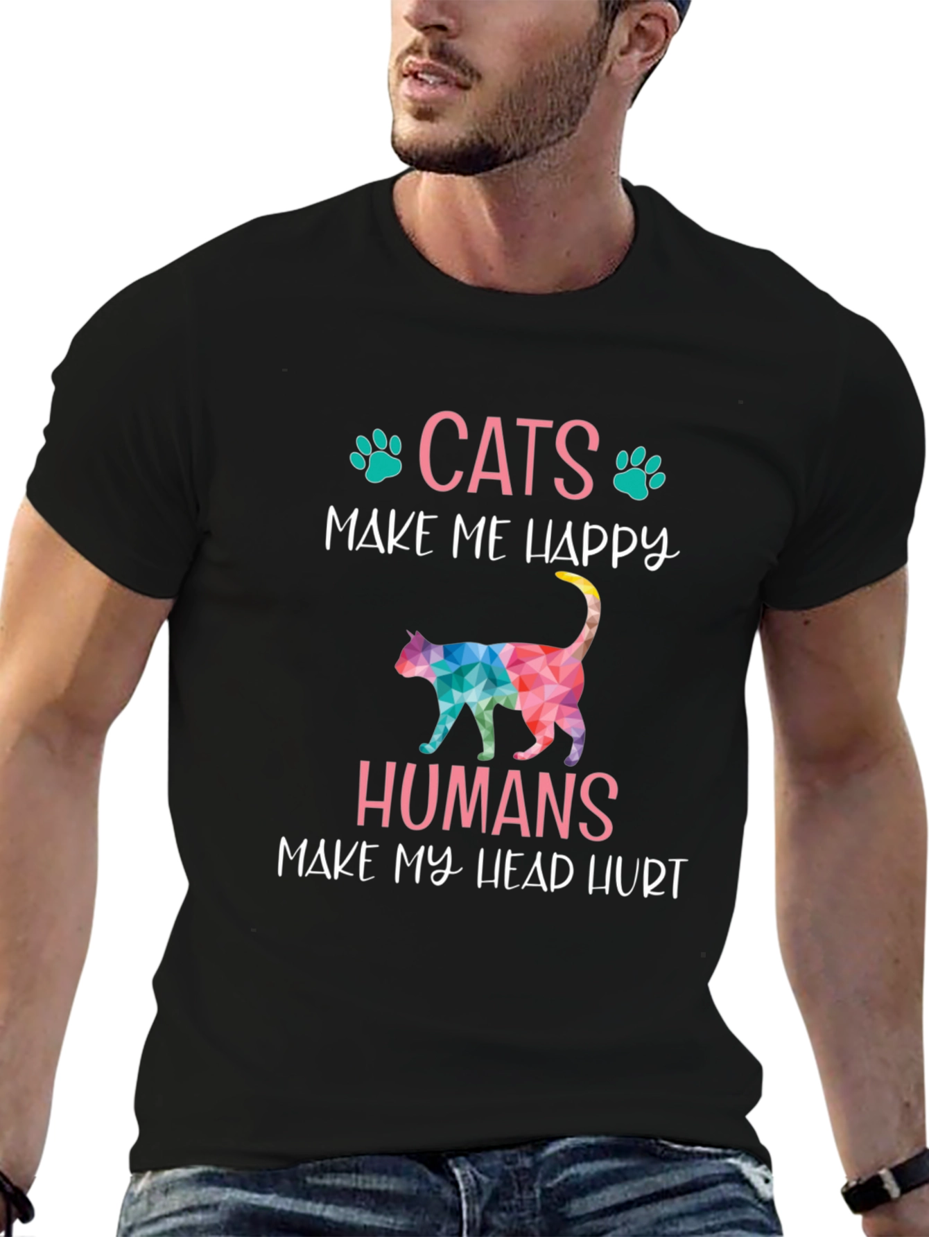 Black Cats Make Me Happy T-Shirt view 6