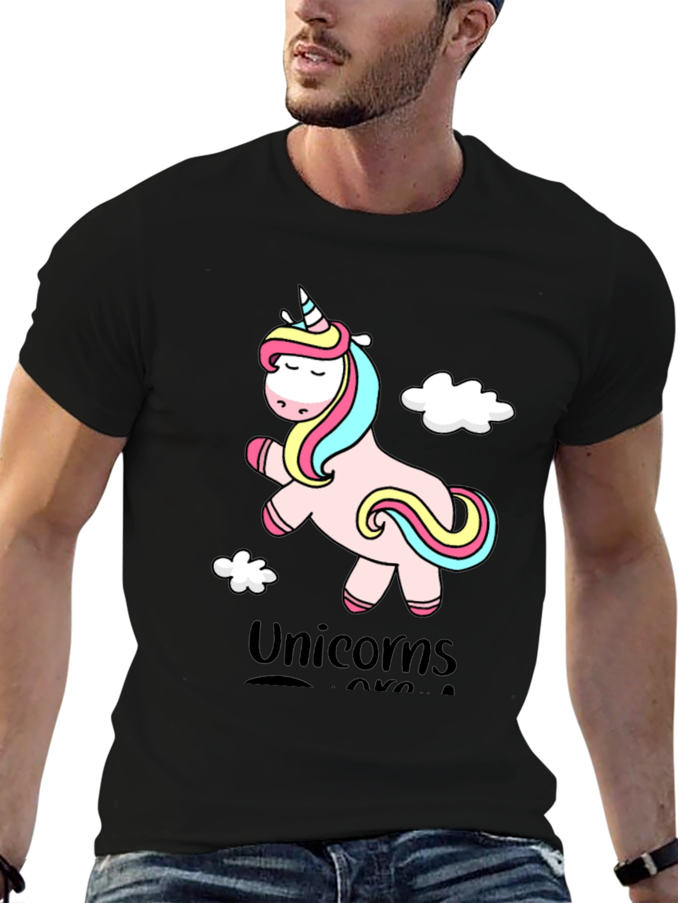 Black Unicorns Are Real Graphic Tee - Black view 6