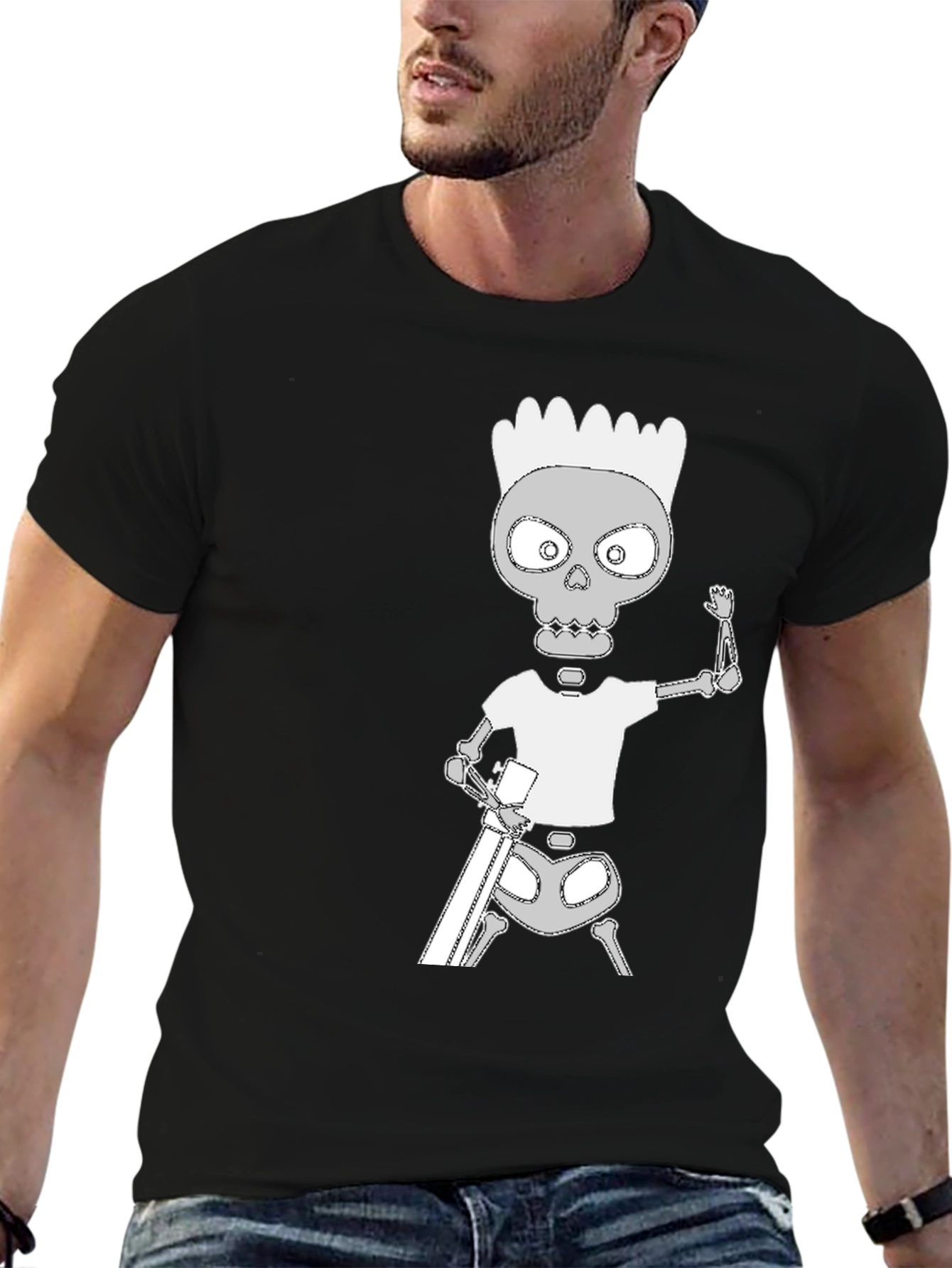 Black Skeleton Bart Simpson Graphic Tee - Black view 6
