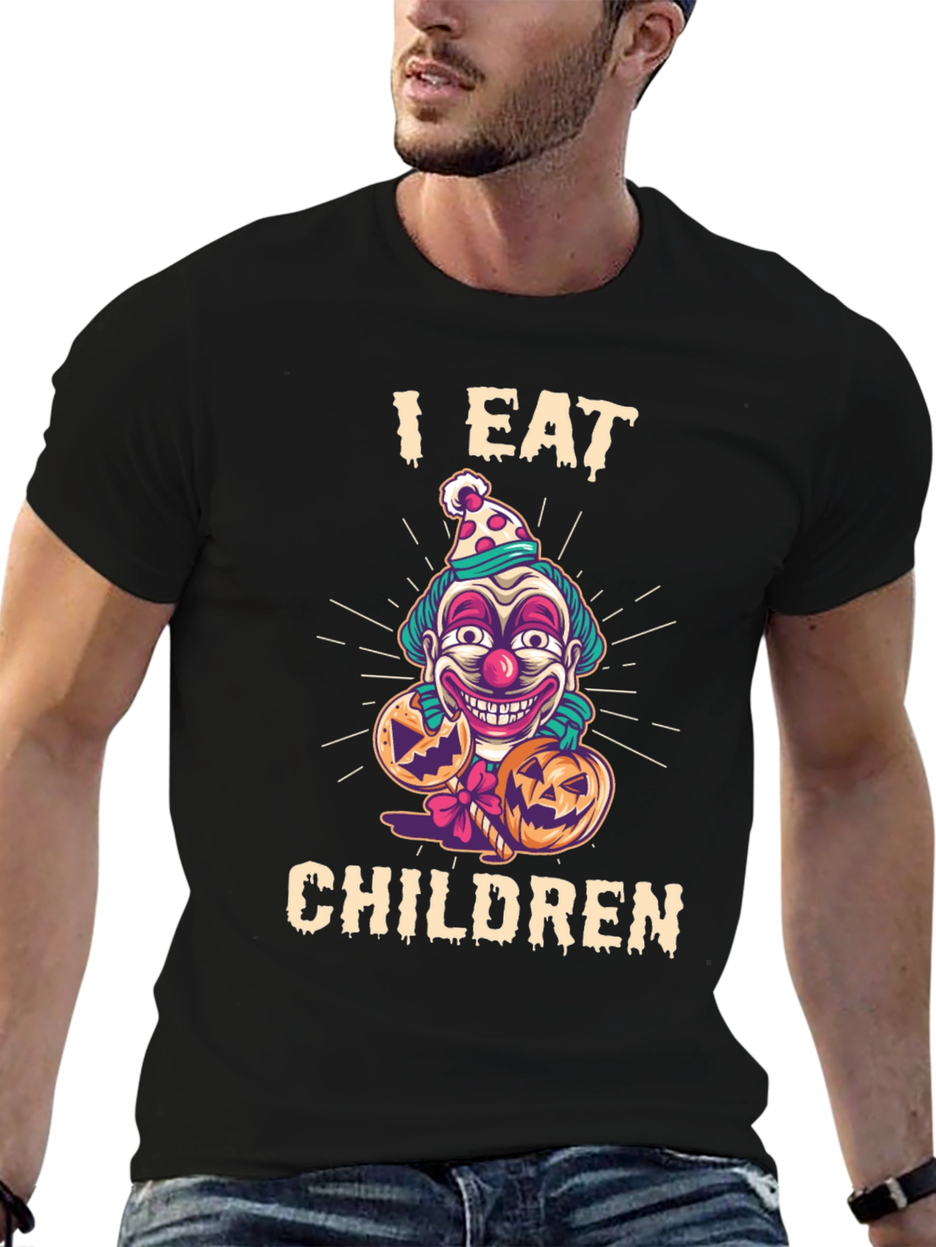 Black I Eat Children Clown Halloween T-Shirt view 6