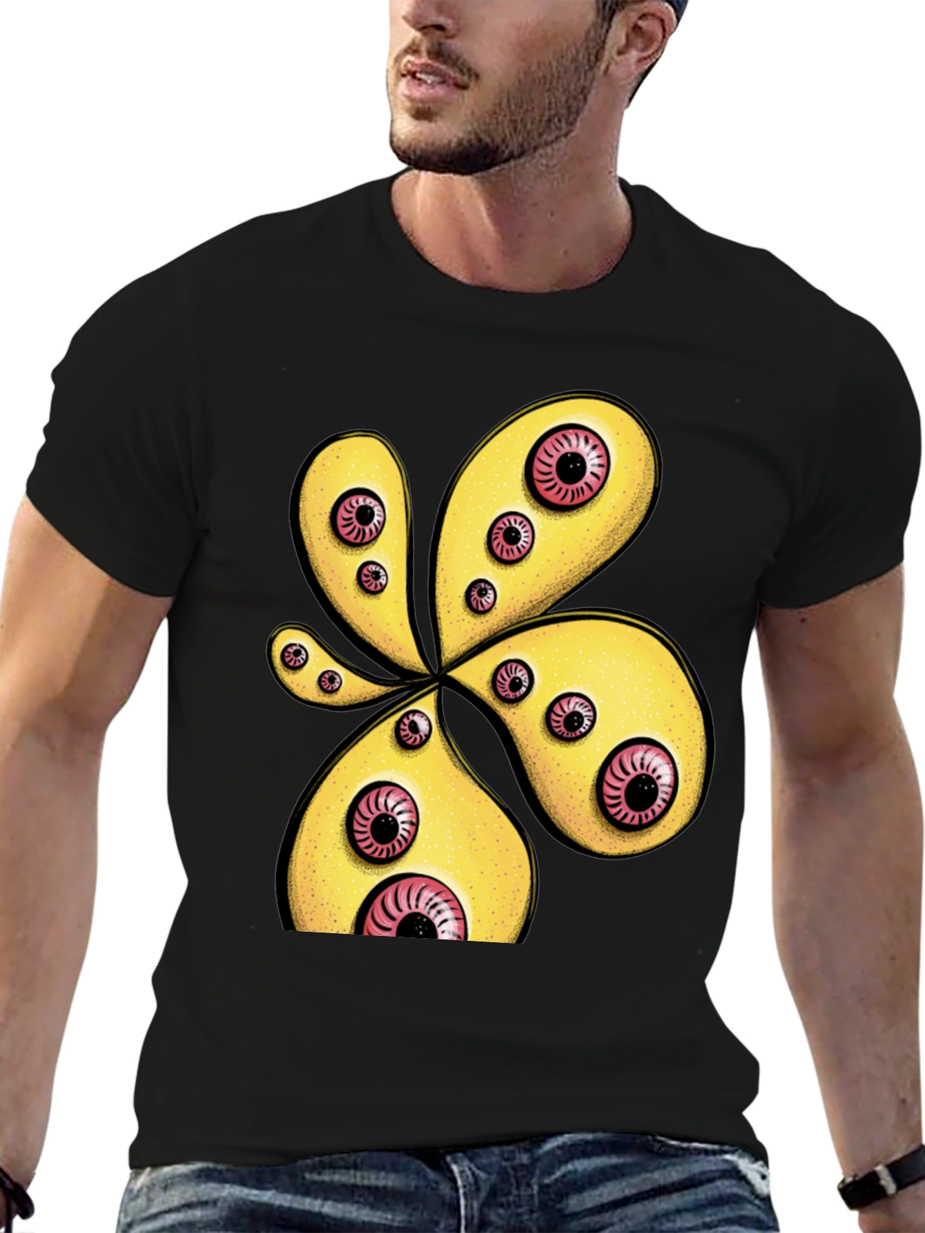 Black Eye-Catching Graphic Print Black T-Shirt view 6