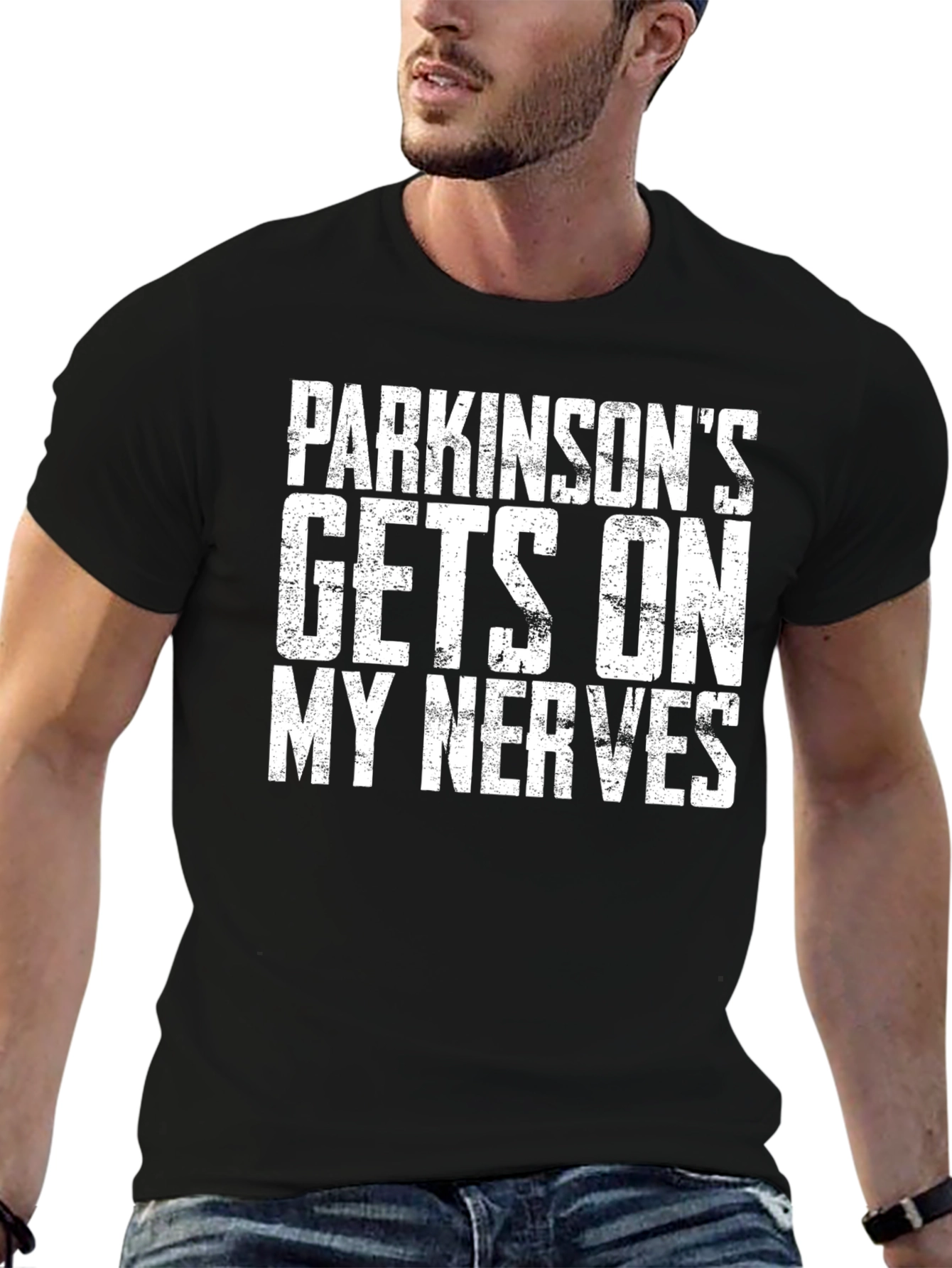 Black Parkinson's Gets On My Nerves Graphic Tee view 6